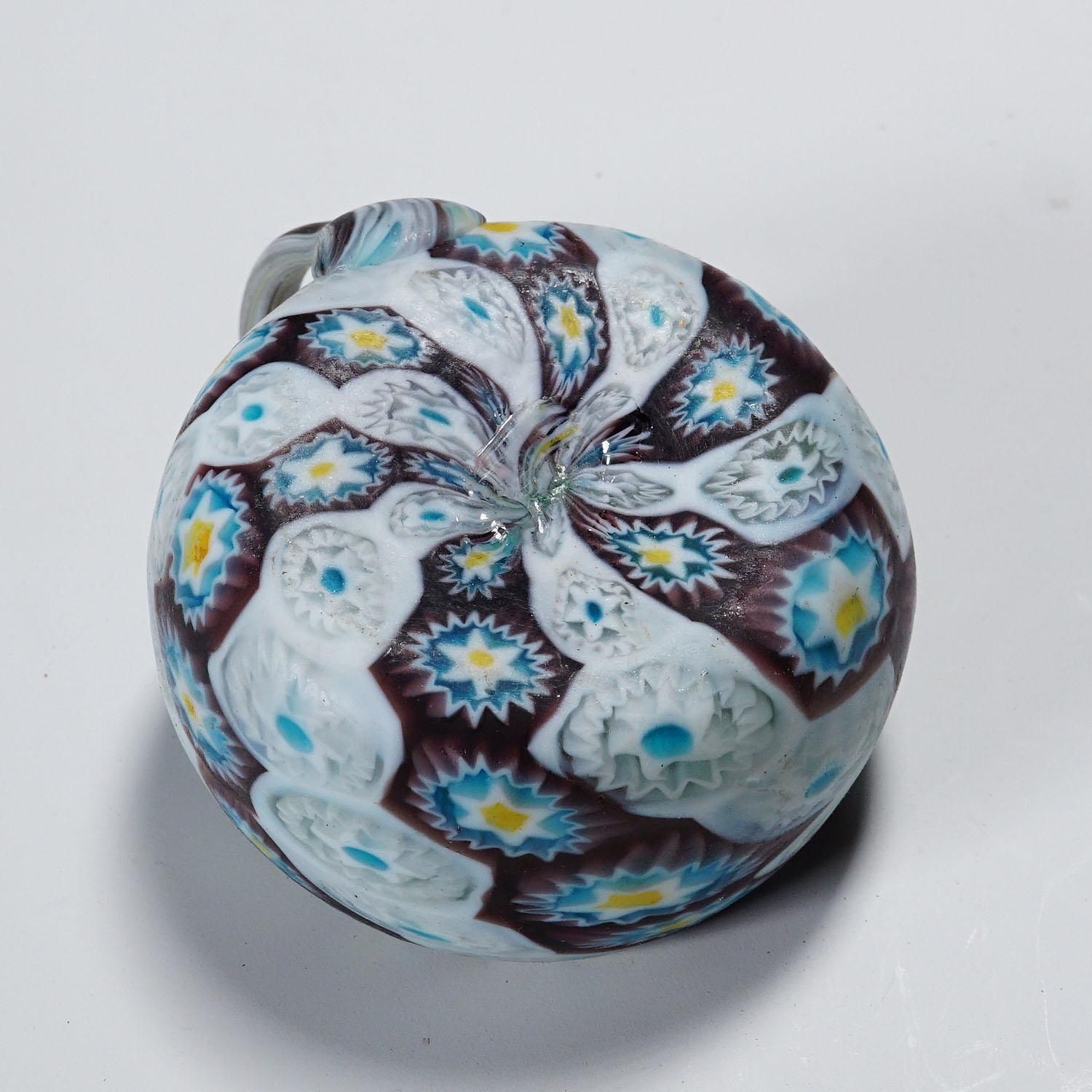 Antique Millefiori Bowl With Handle, Fratelli Toso Murano Ca. 1900s photo vinterior