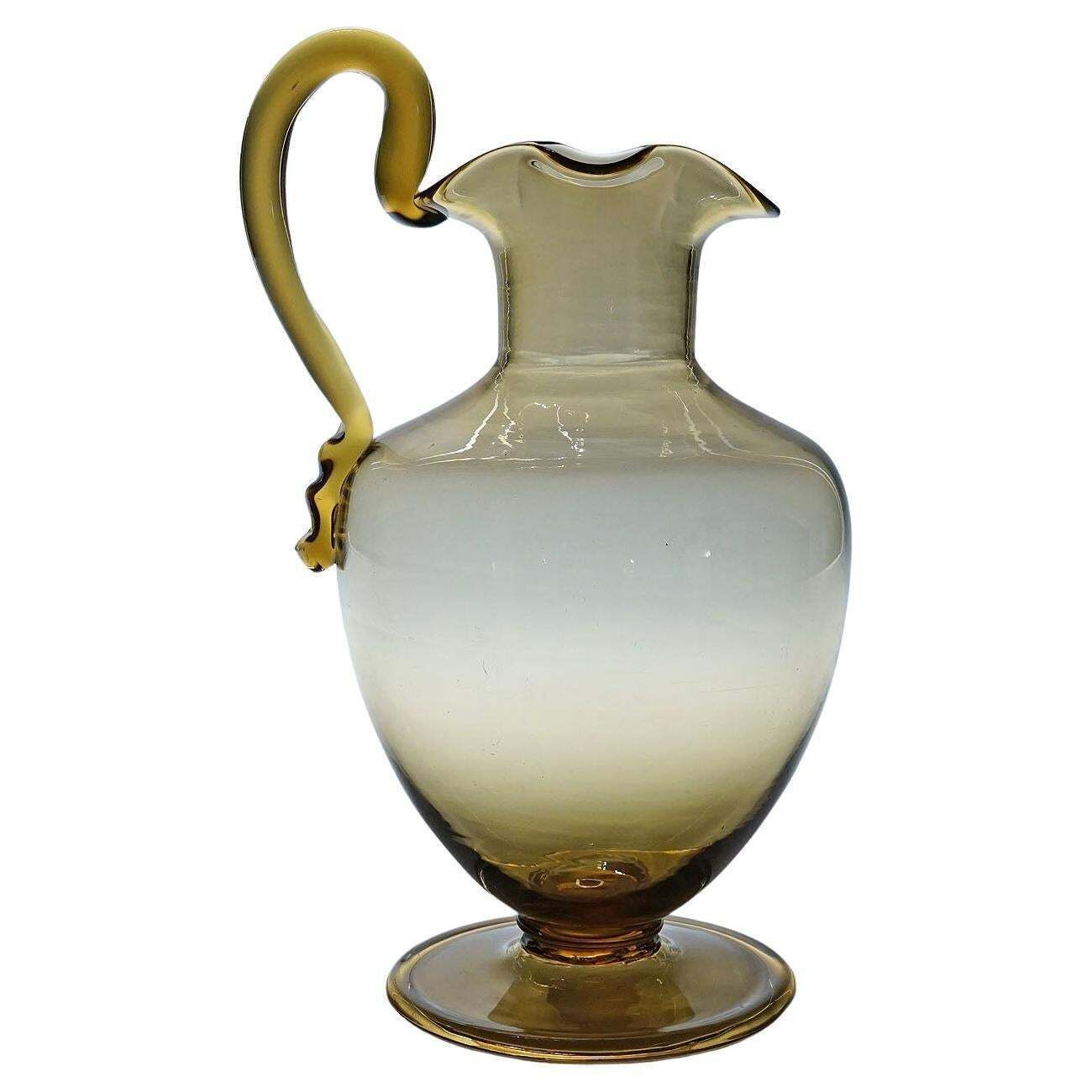 Vetro Soffiato Glass Jug Tiziano, Venini Murano Ca. 1930s