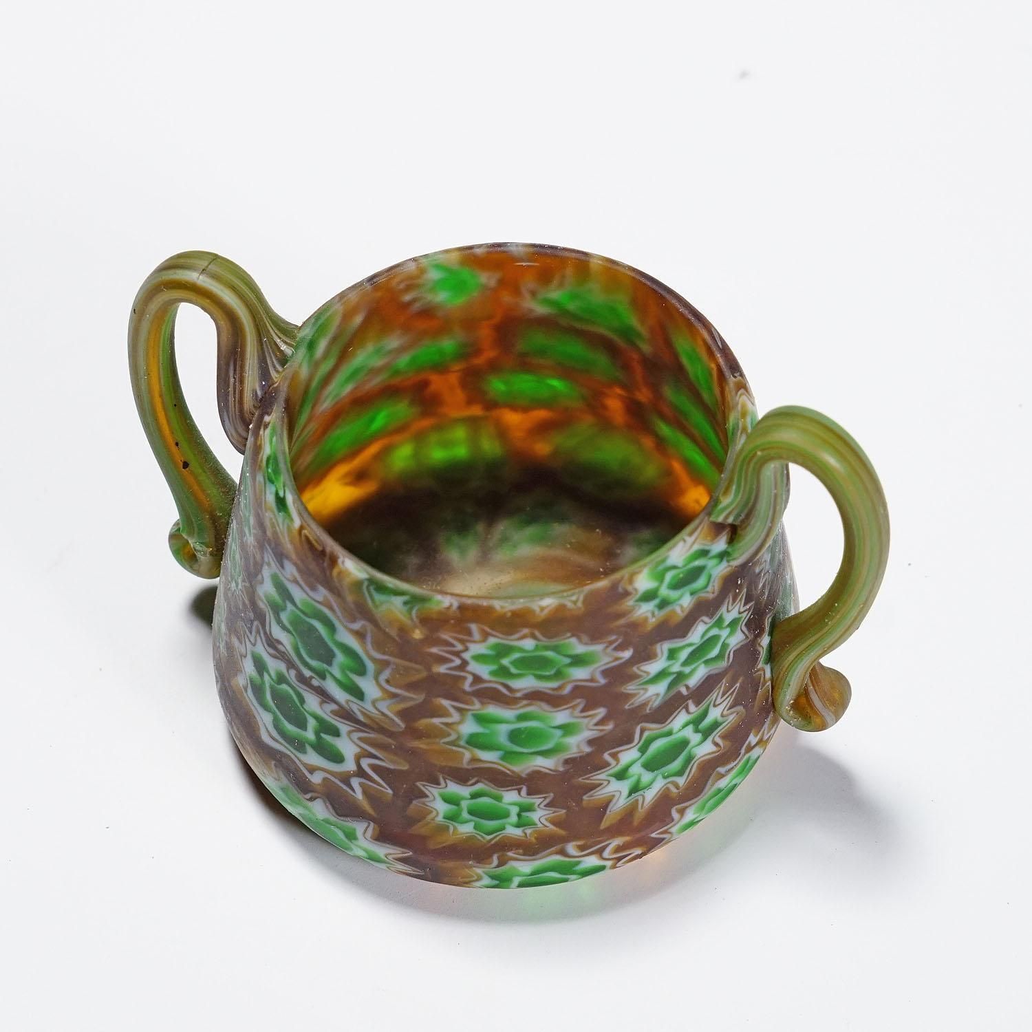Antique Millefiori Bowl With Handles, Fratelli Toso Murano Ca. 1900s photo 395.0
