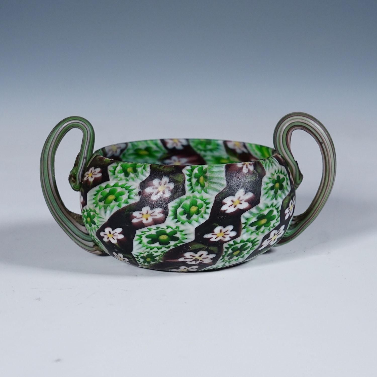 Antique Millefiori Bowl With Handles, Fratelli Toso Murano Ca. 1900s photo furniture