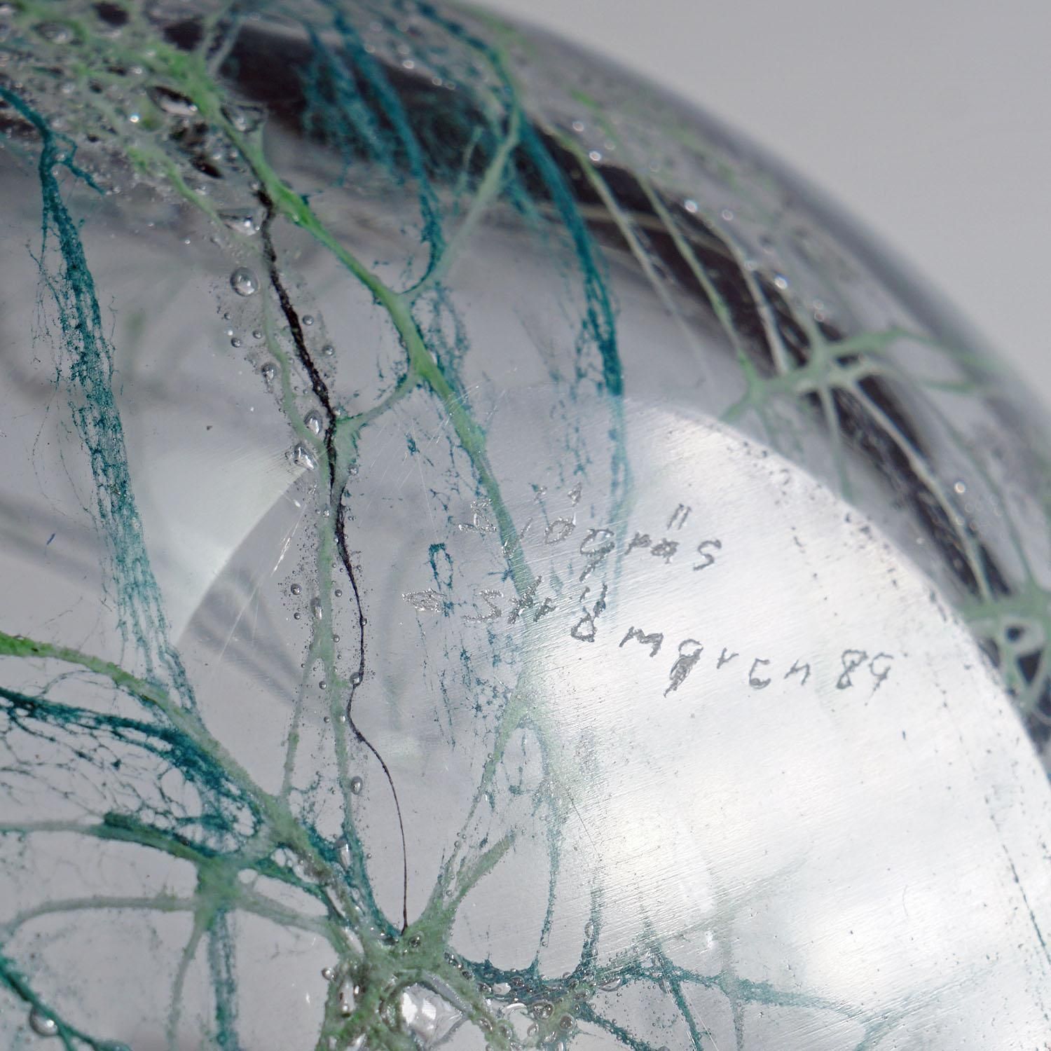 Artglass Bowl Sjogras By Goran Stroemgren For Art Glassworks Urshult Sweden photo vinterior