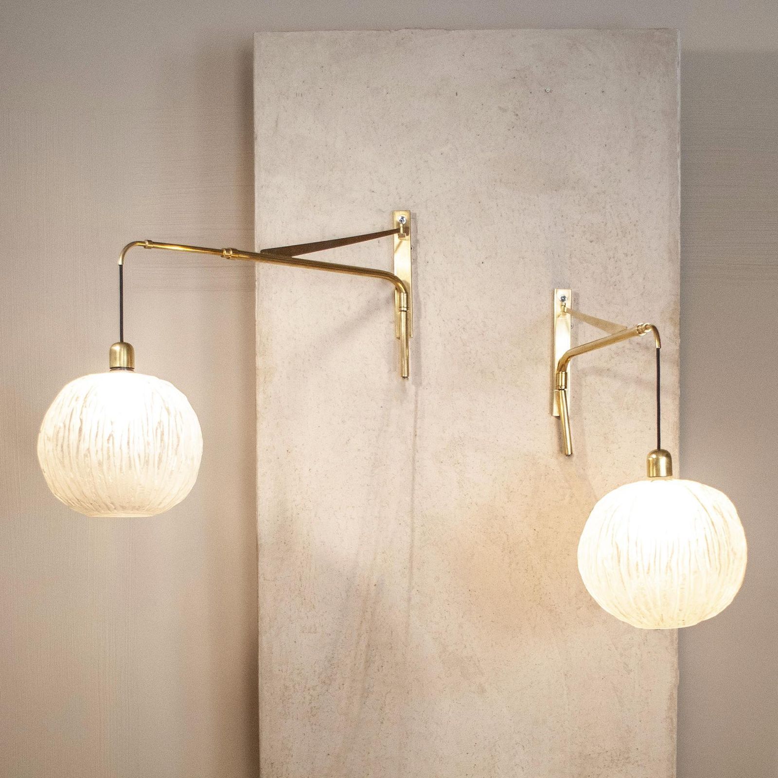 Italian Midcentury Wall Lights In Brass Mid Fifties ( Tommaso Barbi ) photo for sale
