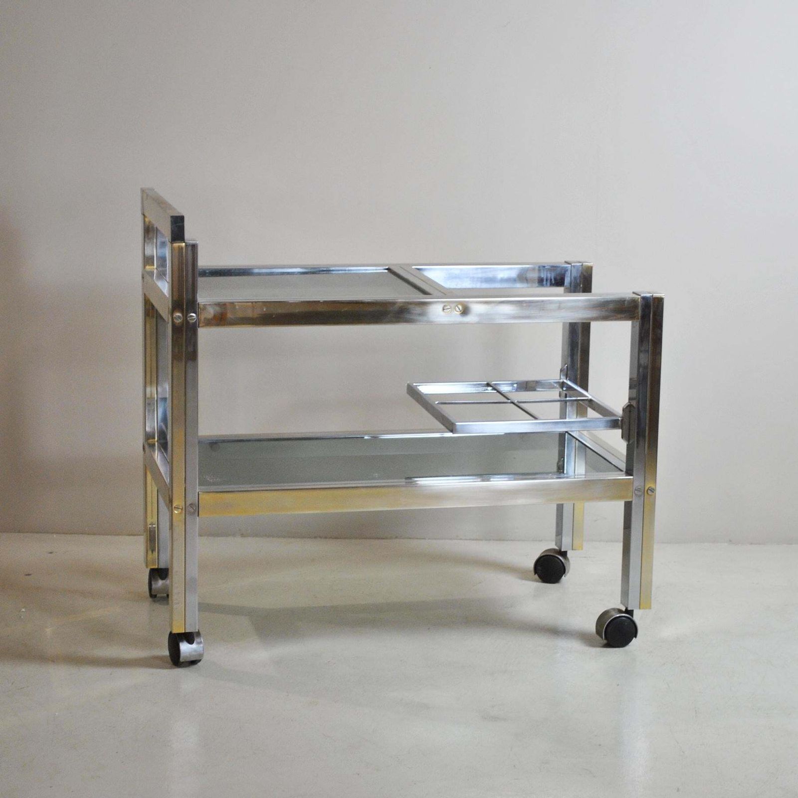 Italian Trolley Bar In Brass And Steel 70's Style Romeo Rega photo furniture