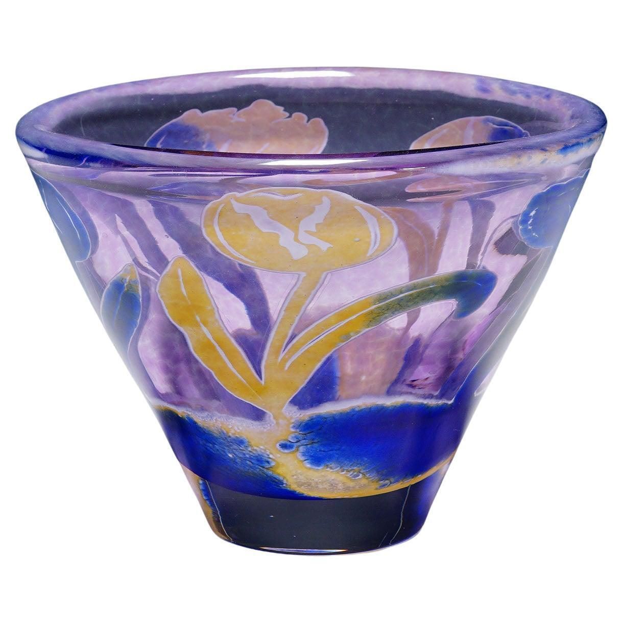Vintage Art Glass Bowl 'Tulpan' By Astrid Gate 2006