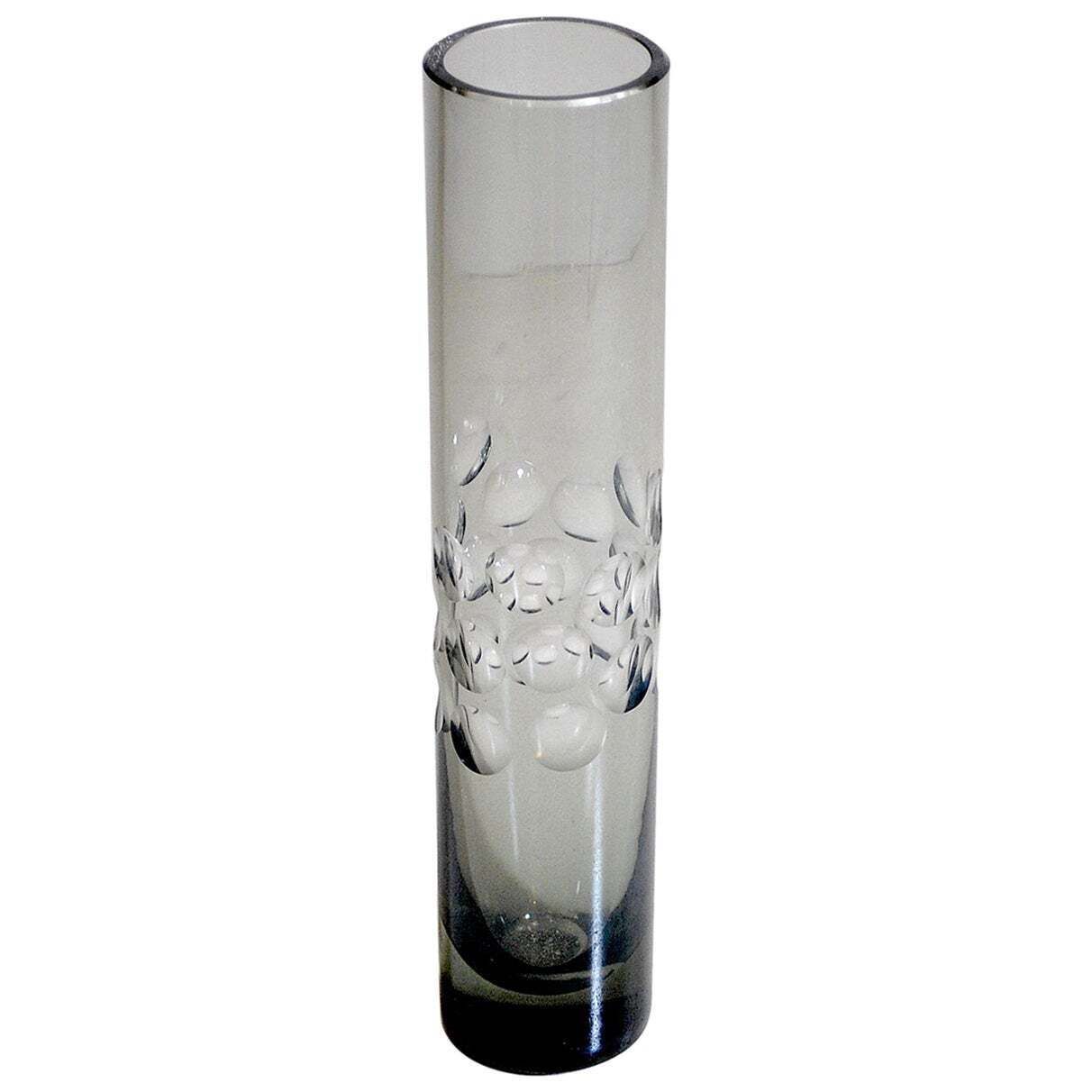 Cylinder Vase In Heavy Smoked Glass From The 1960s