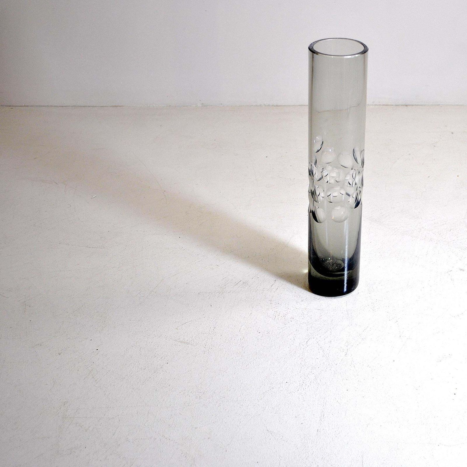Cylinder Vase In Heavy Smoked Glass From The 1960s photo Home Decor