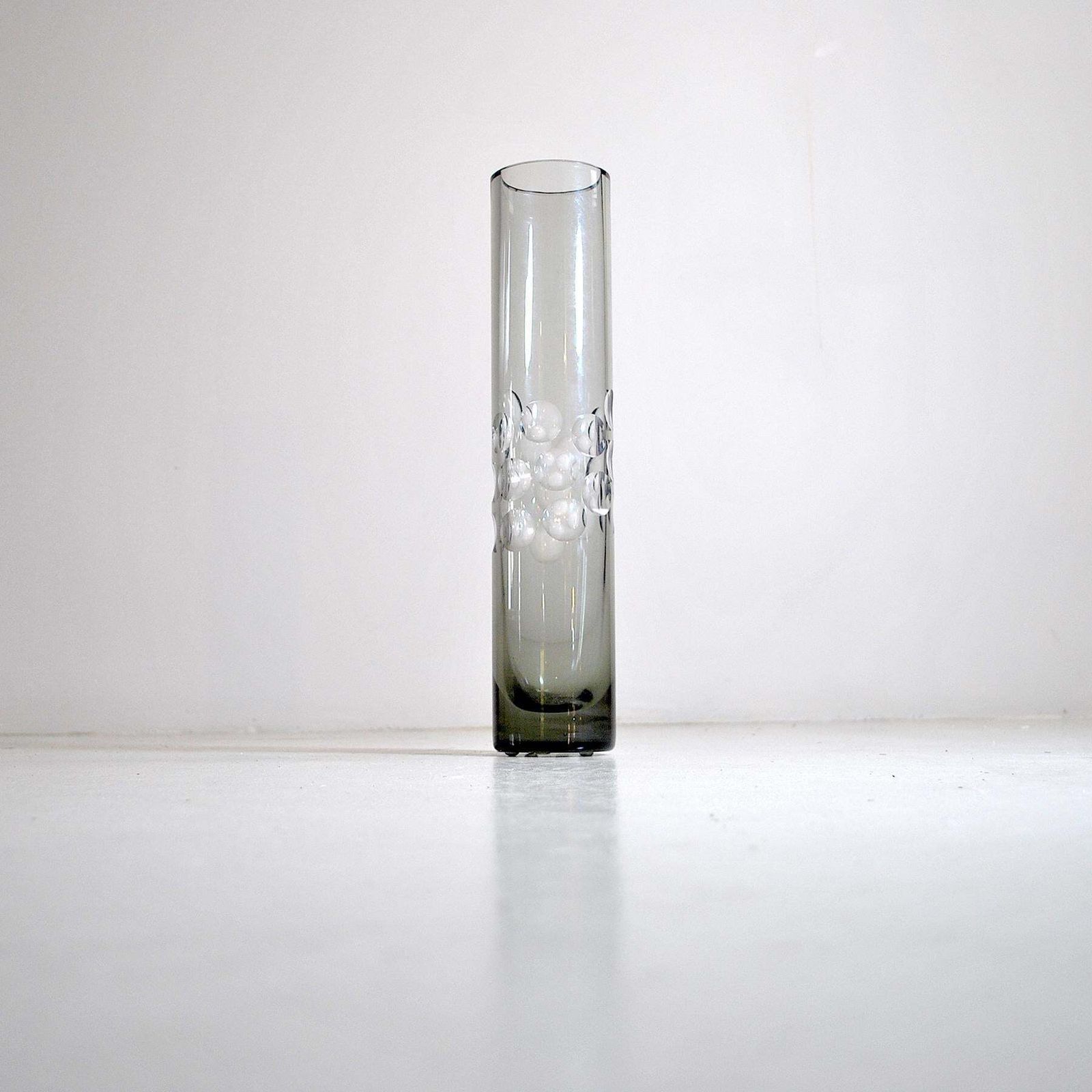 Cylinder Vase In Heavy Smoked Glass From The 1960s photo buy