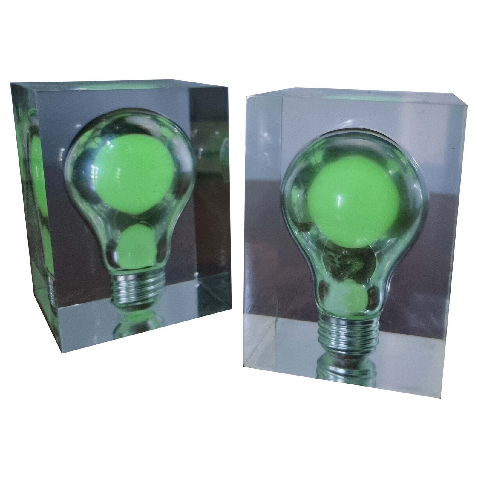 Pierre Giraudon, A Pair Of Lucite Sculptures "Neon", France, Midcentury