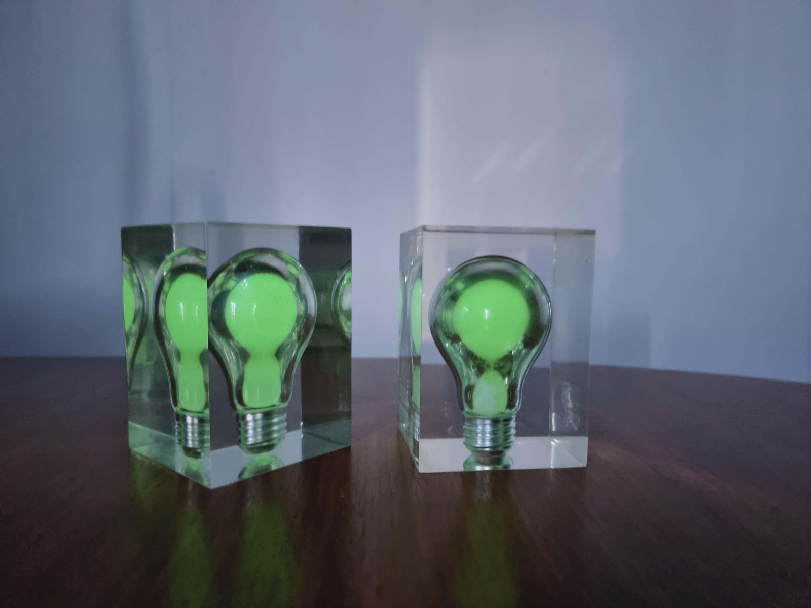 photo furniture Pierre Giraudon, A Pair Of Lucite Sculptures "Neon", France, Midcentury