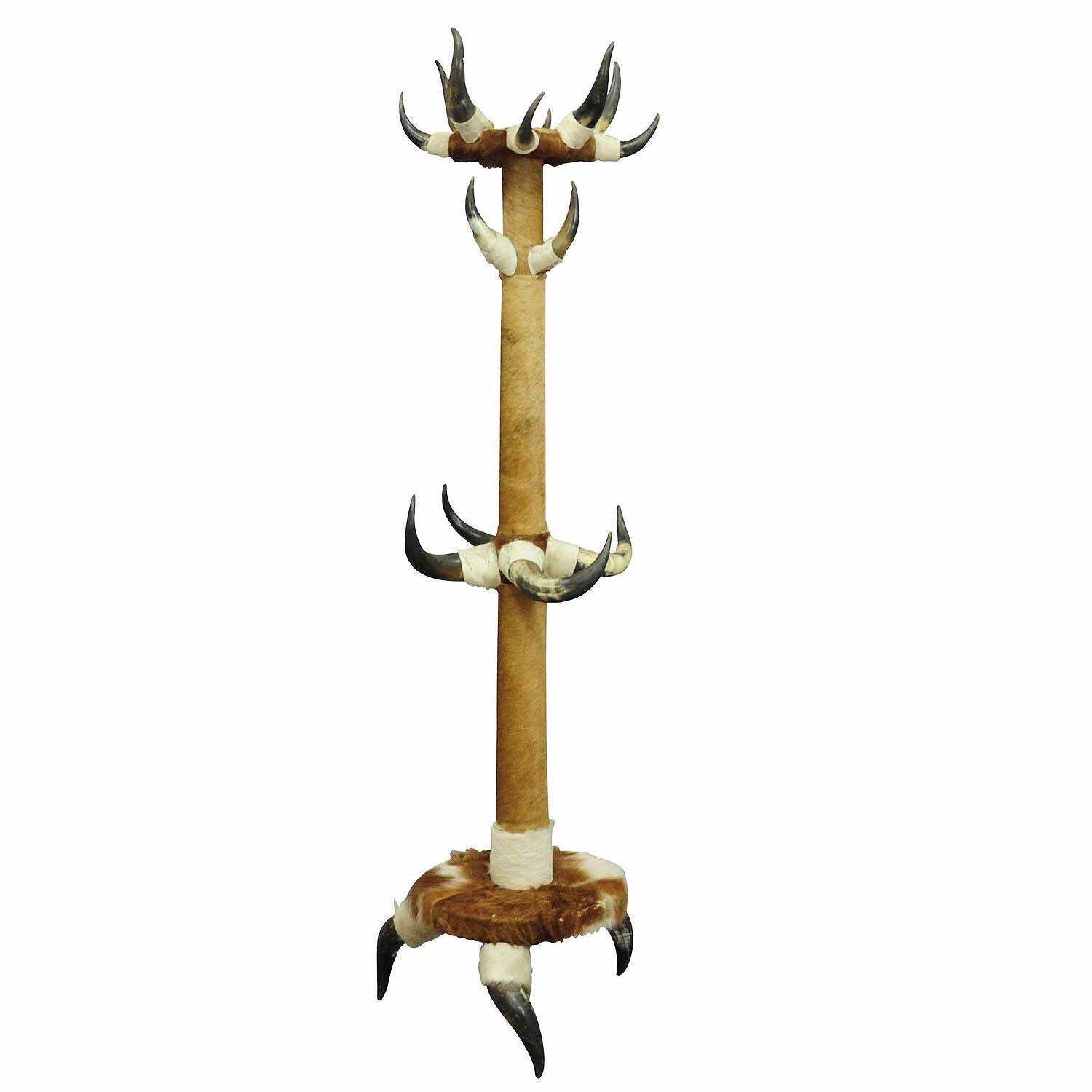 Antique Bull Horn Hall Stand With Cow Fur Ca. 1870 photo furniture