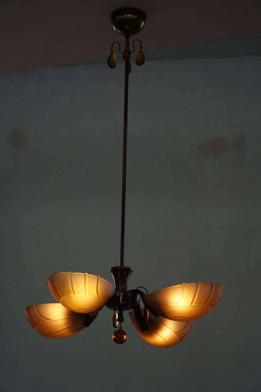 Art Deco Chandelier By Paavo Tynell For Taito Oy, Finland, 1930's photo vinterior