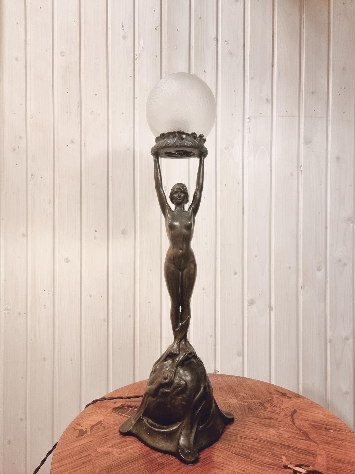 Table Lamp In Bronze, Gerda Sprinchorn For Herman Bergman Stockholm, Art Nouveau photo furniture