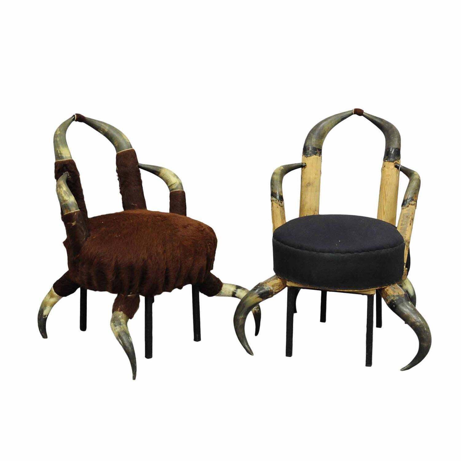 Pair Of Small Antique Horn Chairs, Austria Ca. 1870 photo furniture