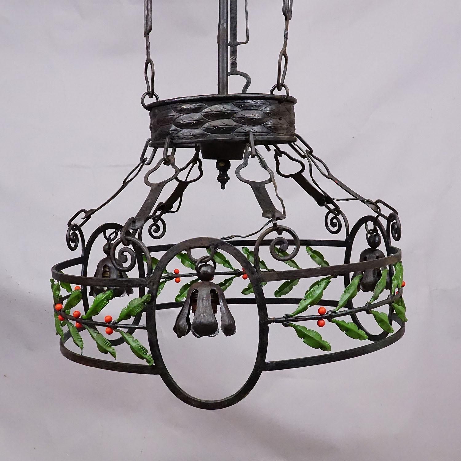 Antique Handforged Iron Chandelier, Germany Ca. 1900 photo for sale