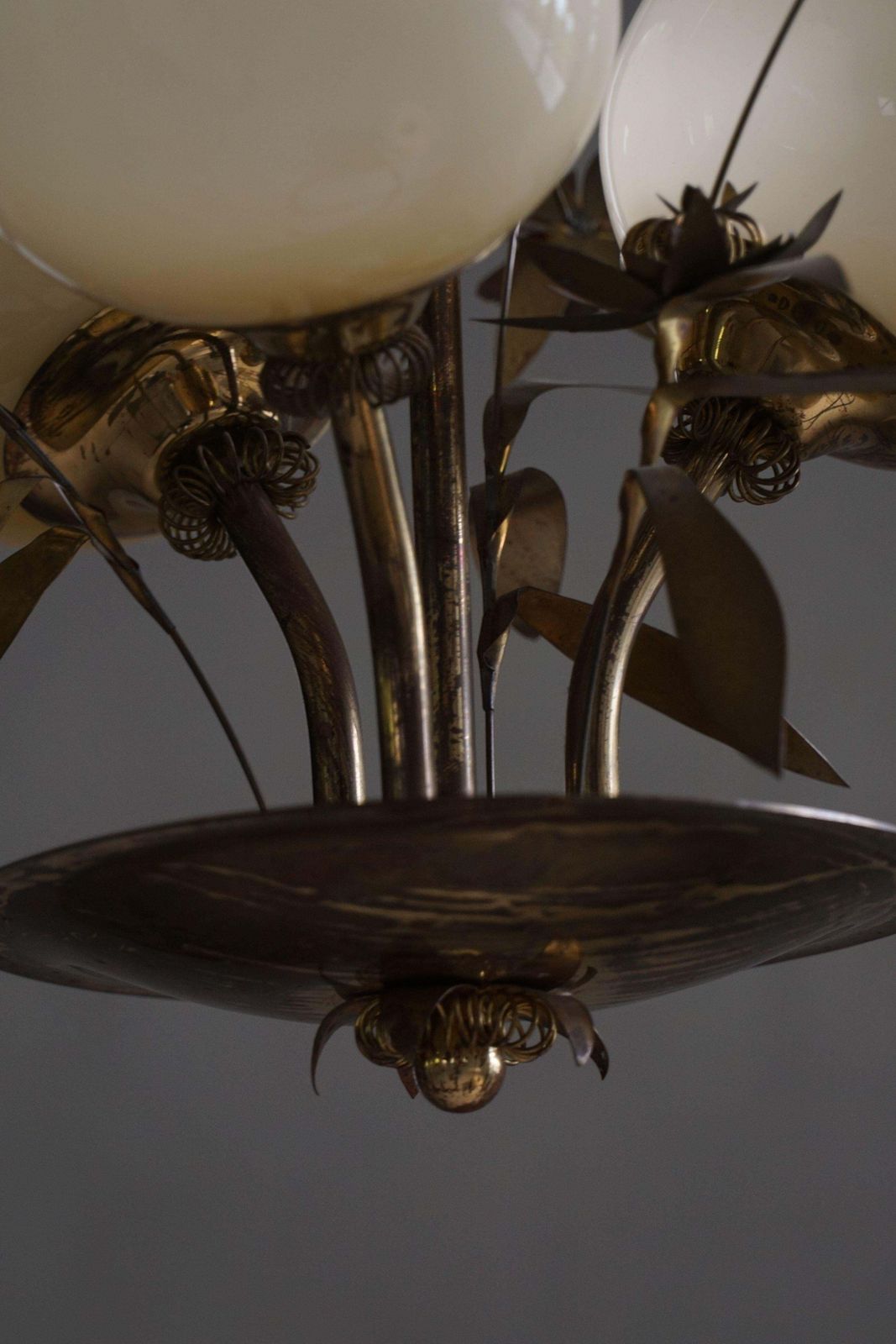 3614.0 Mid Century Glass & Brass Chandelier, Model 501 3 By Stockmann, Finland, 1940s photo