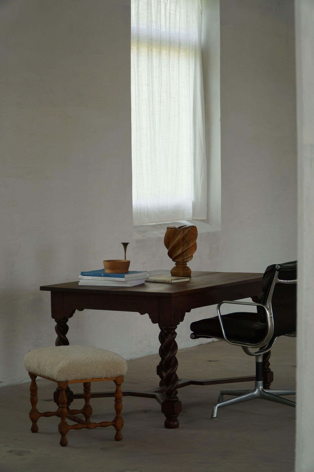 photo buy Danish Baroque Inspired Oak Desk / Dining Table With Barley Twist Legs, 1900s