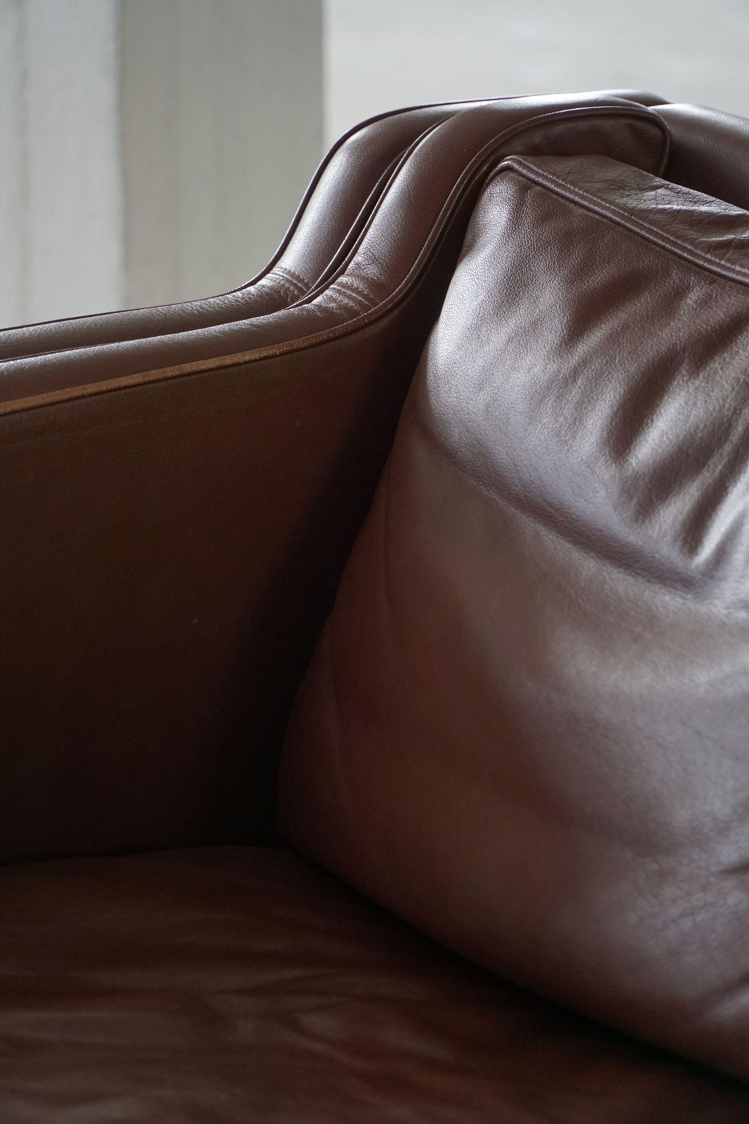 Furniture Stouby Møbelfabrik, Mid Century 2 Seater Sofa In Brown Leather, 1970s photo
