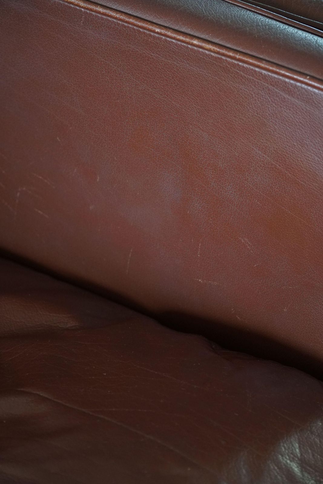 photo vinterior Stouby Møbelfabrik, Mid Century 2 Seater Sofa In Brown Leather, 1970s