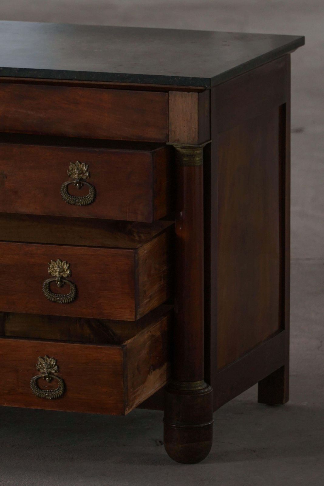 3318.0 French Empire Commode / Chest Of Drawers, Walnut & Bronze Mounts, 19th Century photo