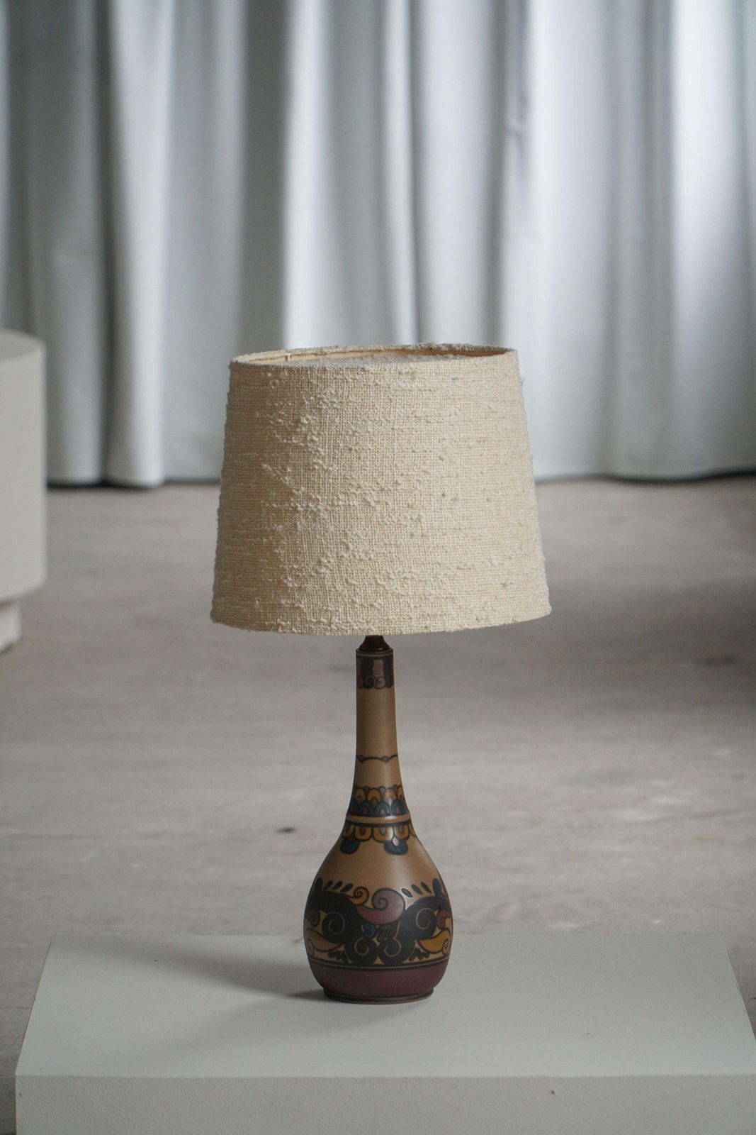 Lighting Colorful Art Nouveau Table Lamp In Terracotta By L. Hjorth, Bornholm, 1930s photo