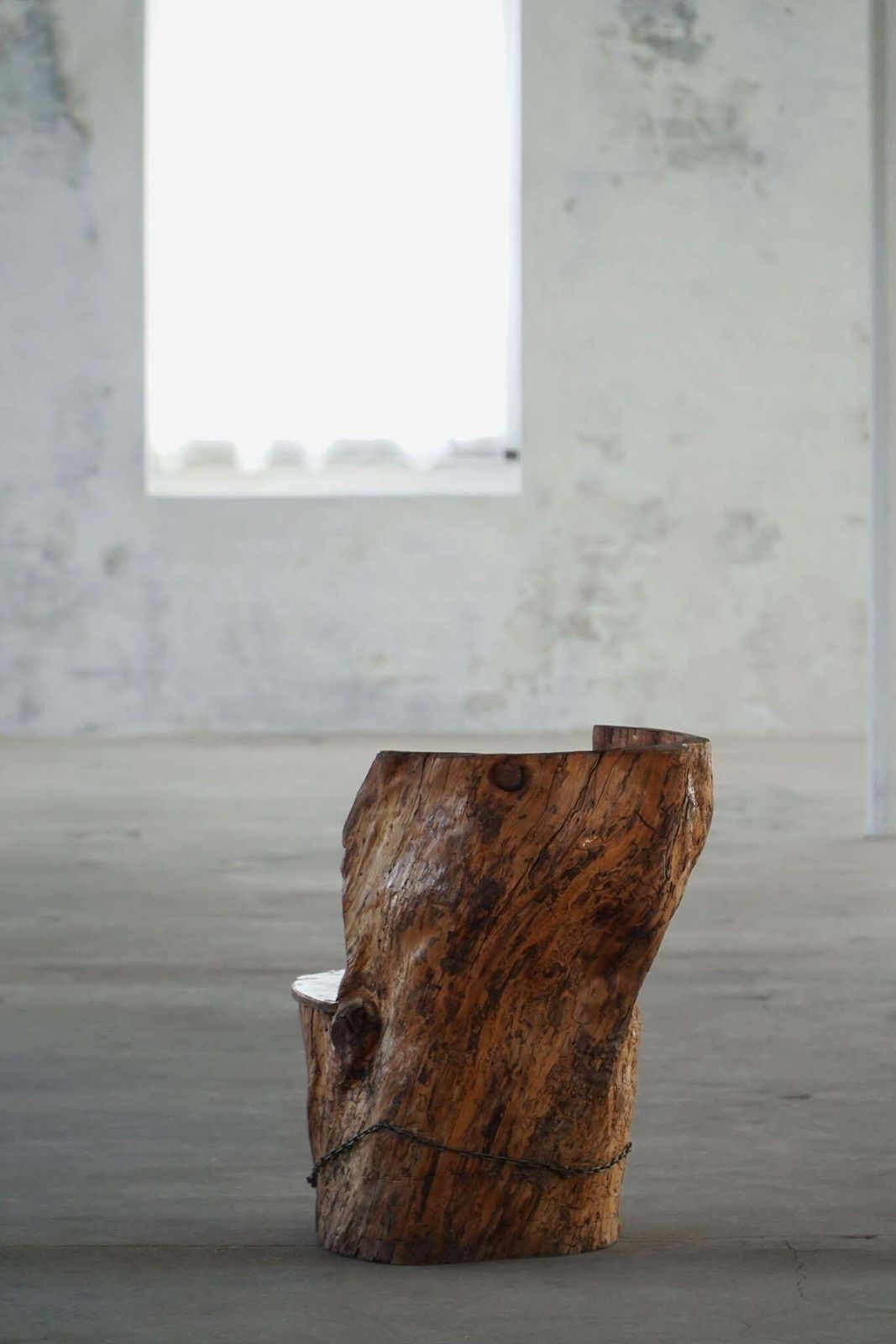 Hand Carved Stump Chair In Pine With Storage, Swedish Modern, Wabi Sabi, 1900s photo vintage
