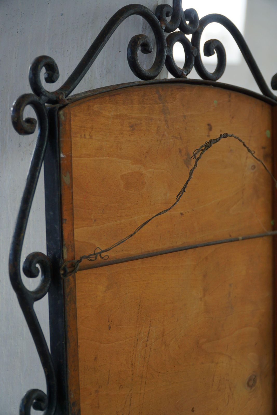 French Mid Century Modern, Brutalist Wrought Iron Wall Mirror, Made In The 1950s photo buy