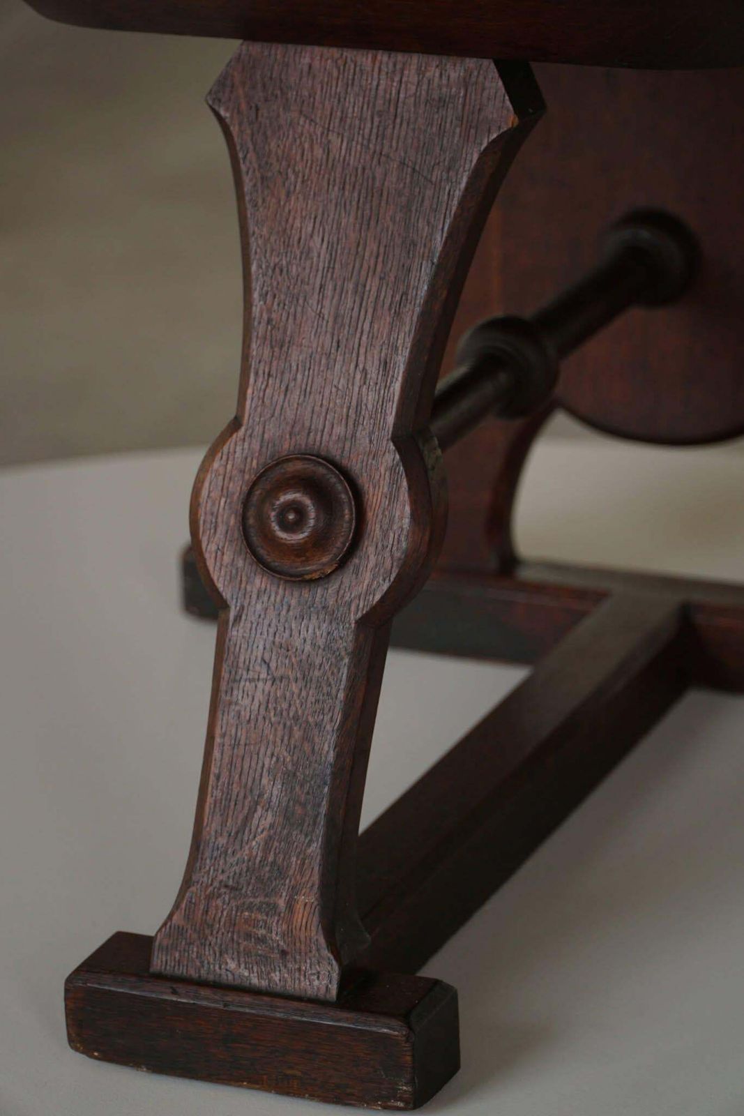 Scandinavian Armchair In Solid Oak With A Cushion, Folk Art, Early 19th Century photo vintage
