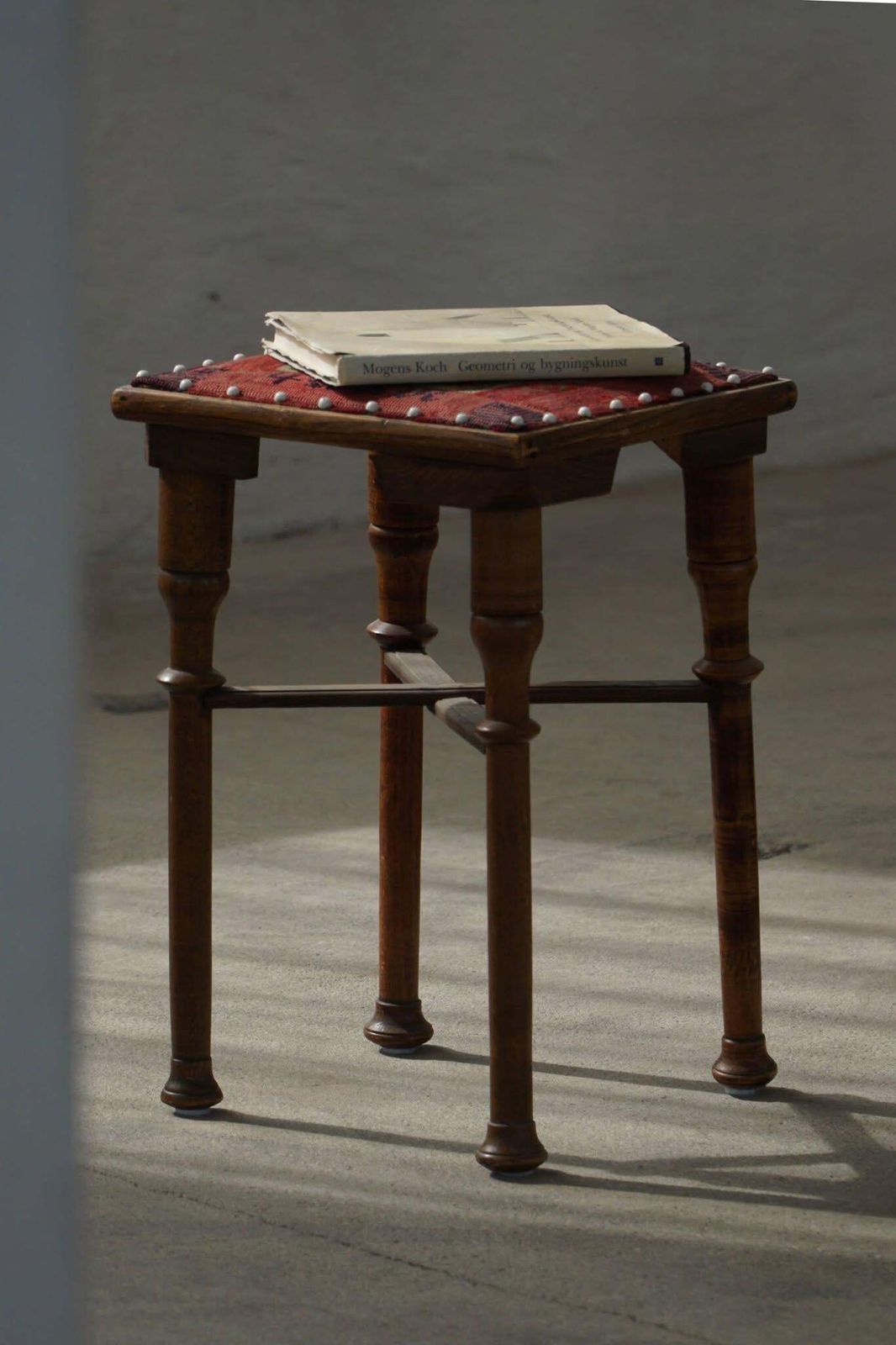 Scandinavian Almue Stool In Wood & Fabric, Late 19th Century photo Furniture