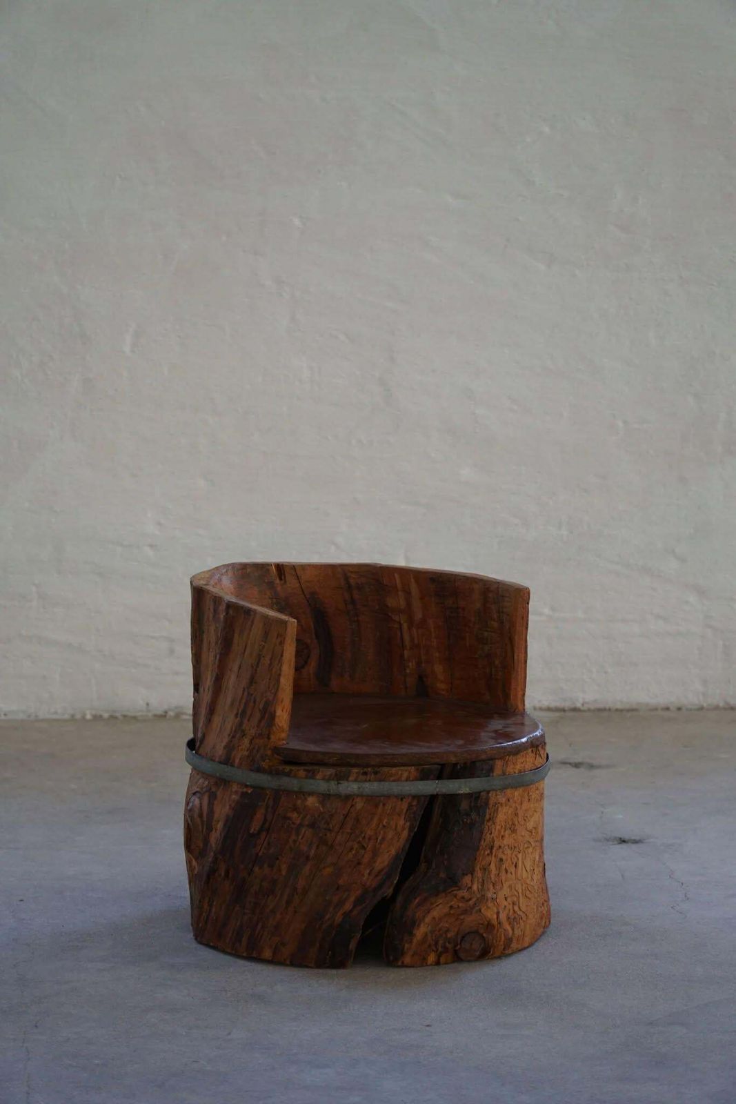 Primitive Stump Chair In Pine, Hand Carved, Swedish Modern, Wabi Sabi, 1900s photo vinterior