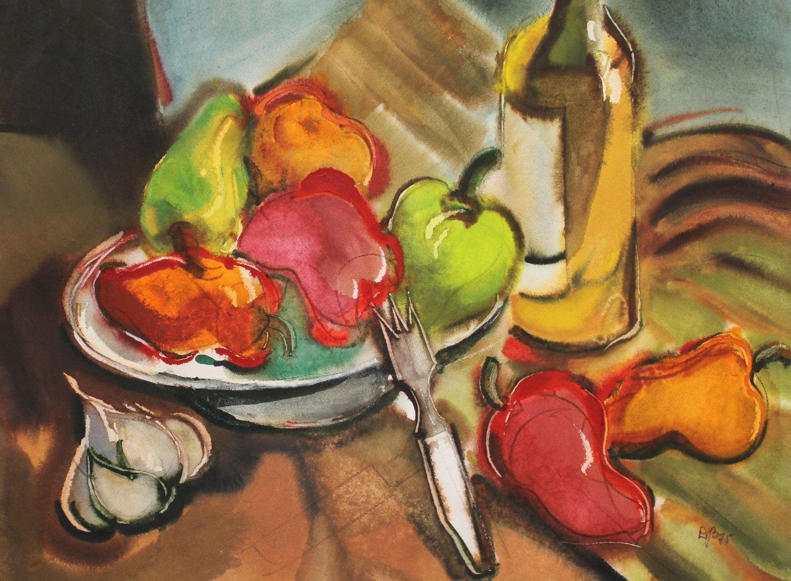 Dzidra Baumastill Life  1975. Paper, Watercolor, 46x52 Cm1975 photo furniture
