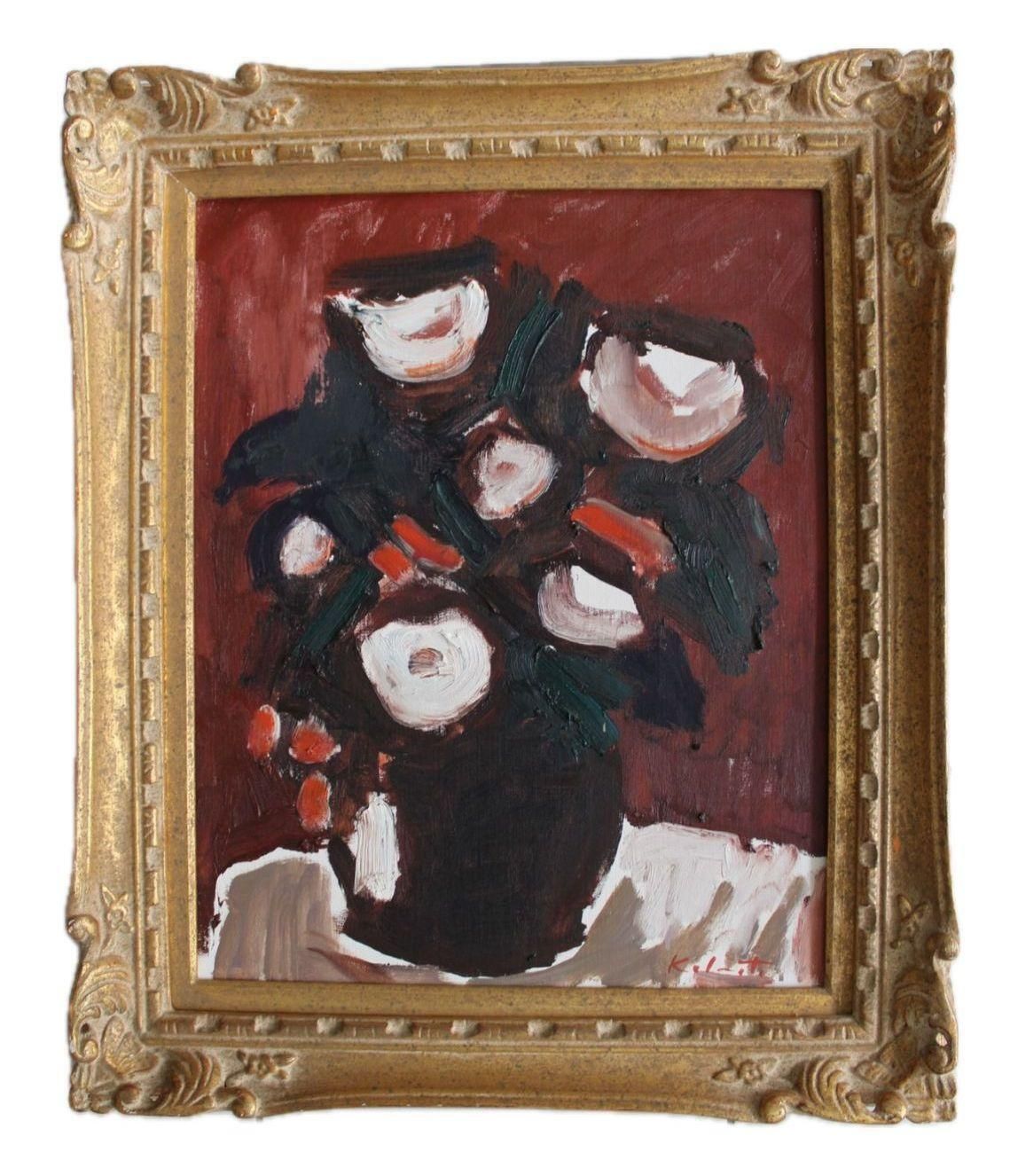 Janis Kalmitestill Life With Flowers  Oil/Cardboard, 51x40 Cm1985 photo furniture