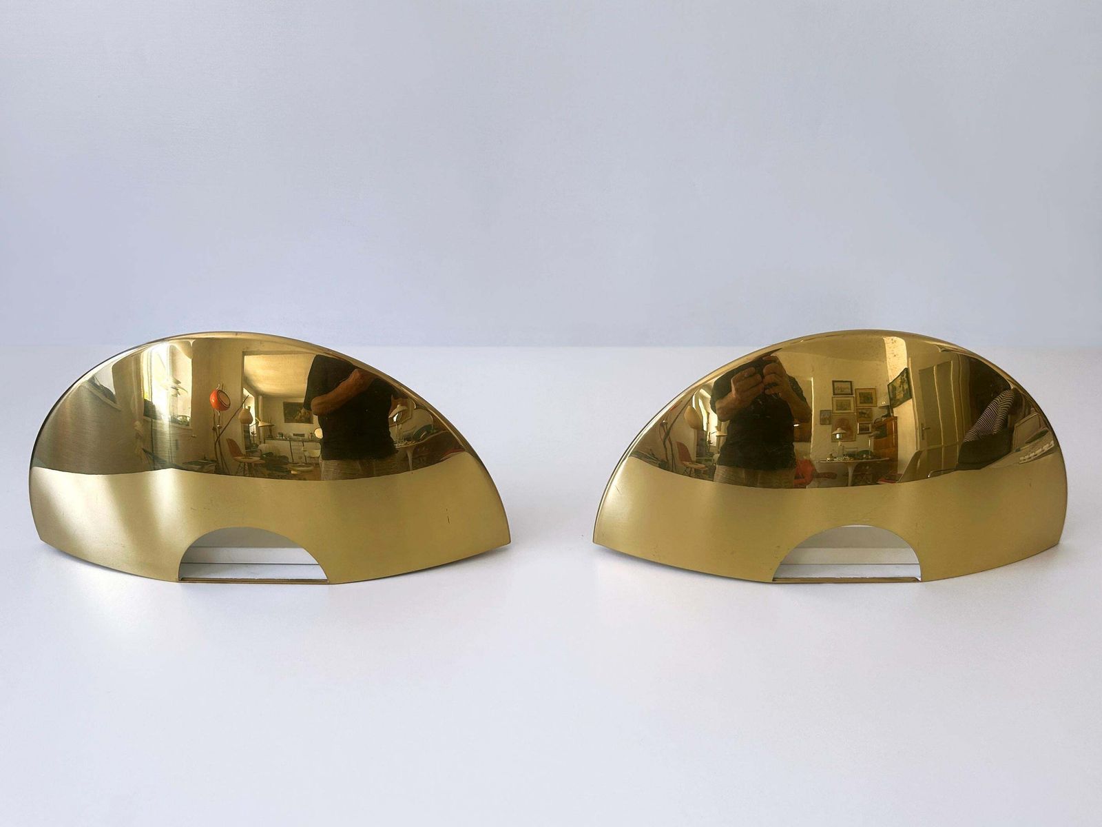 Set Of Two Elegant Brass Wall Lamps Or Sconces By Florian Schulz Germany 1970s photo vinterior