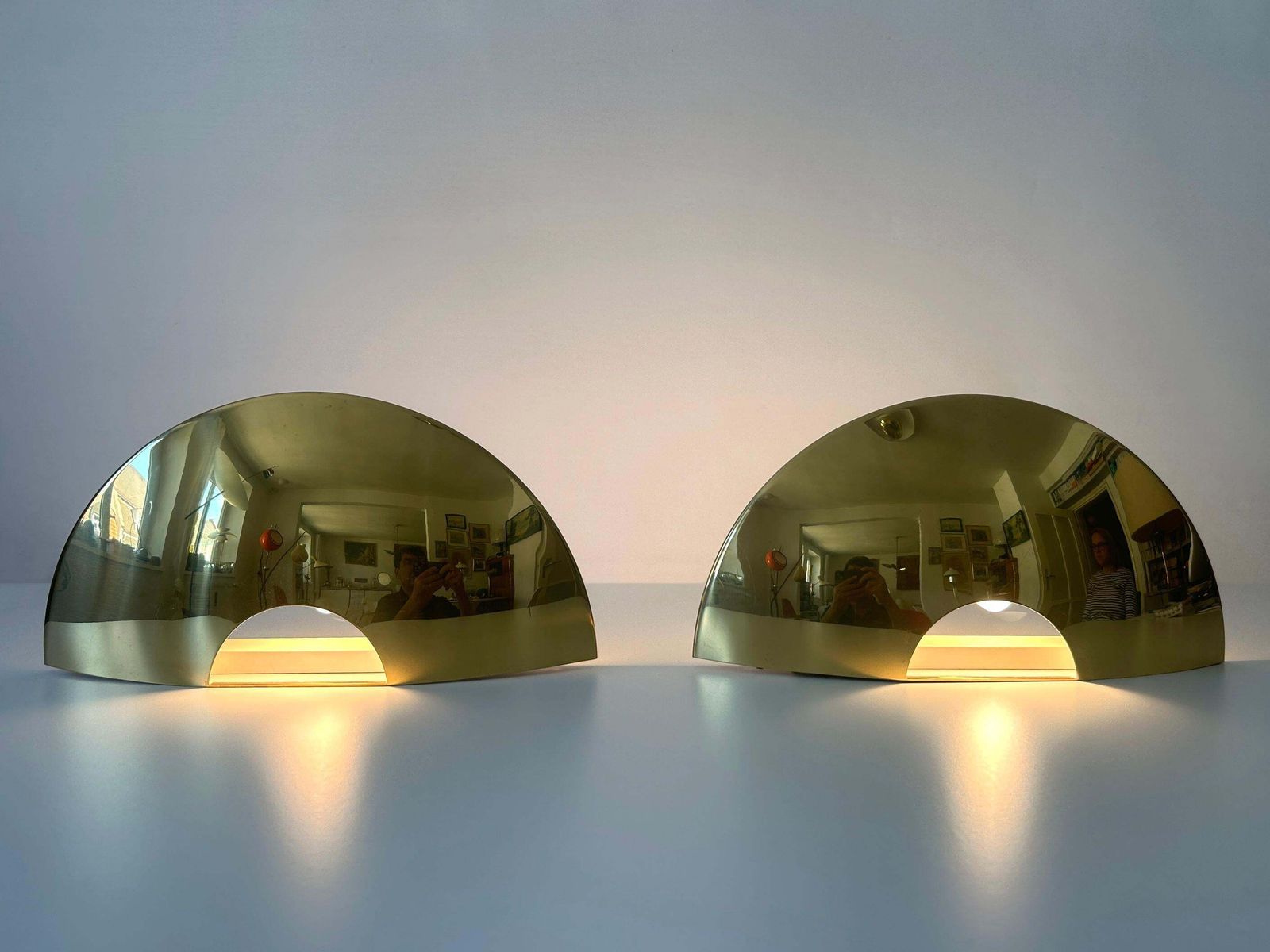 Set Of Two Elegant Brass Wall Lamps Or Sconces By Florian Schulz Germany 1970s photo buy