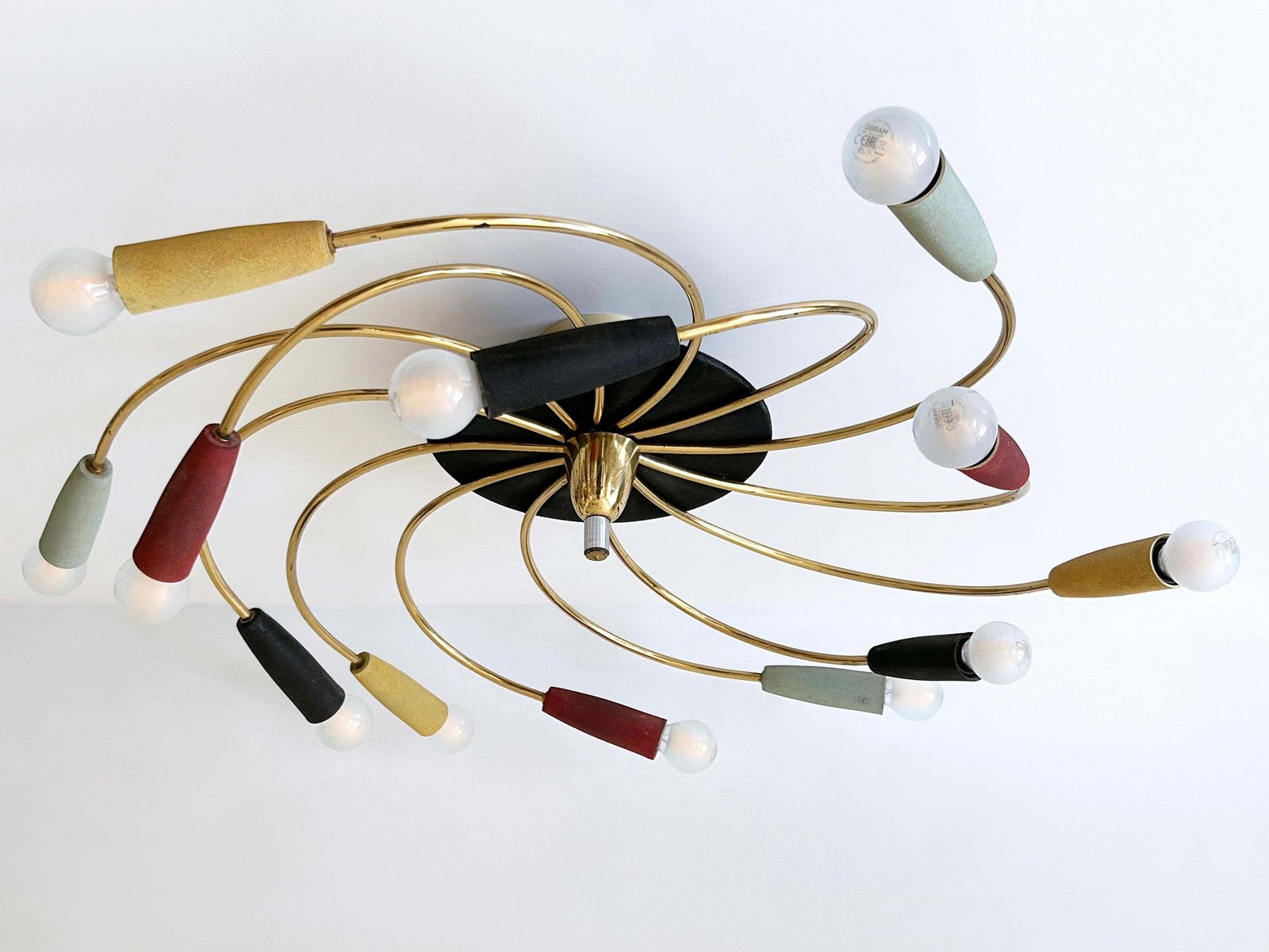 Amazing Twelve Flamed Sputnik Chandelier Or Ceiling Lamp 'Tornado' Germany 1950s photo Lighting