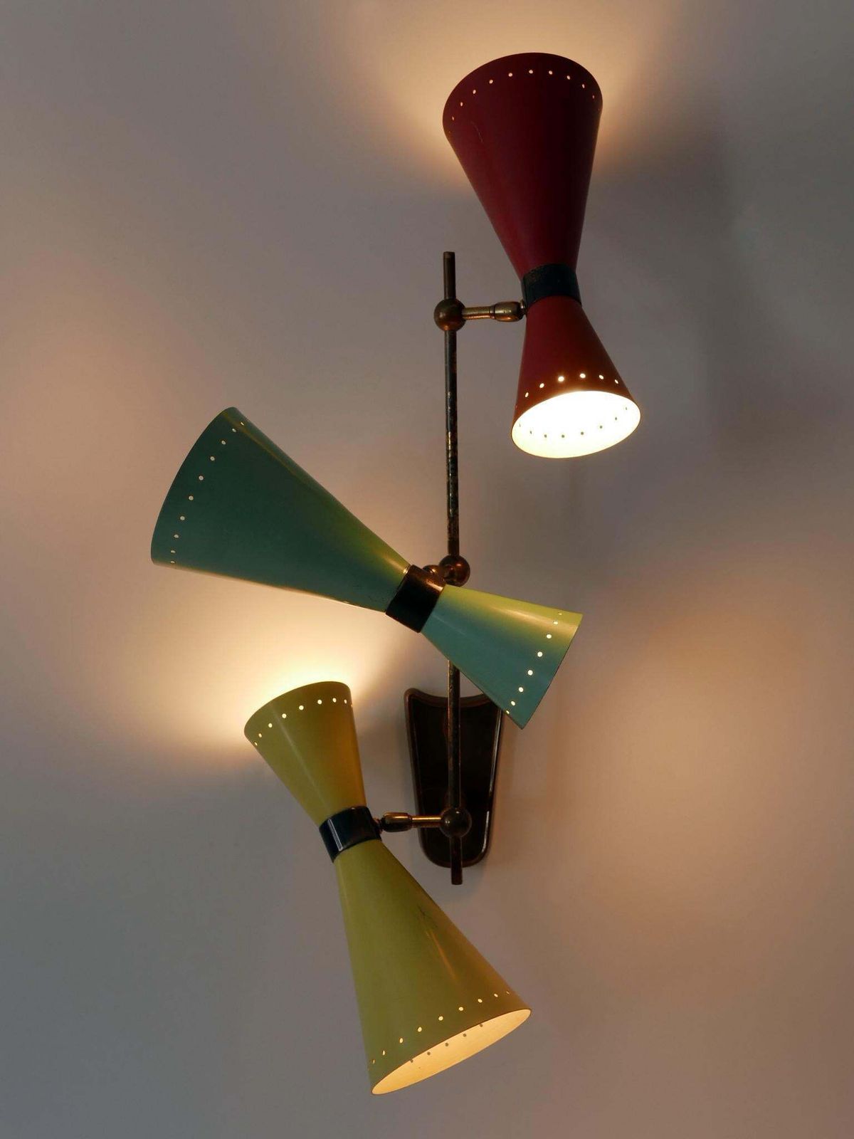 Exceptional Three Armed Diabolo Sconce Or Ceiling Fixture By Bag Turgi 1950s photo furniture