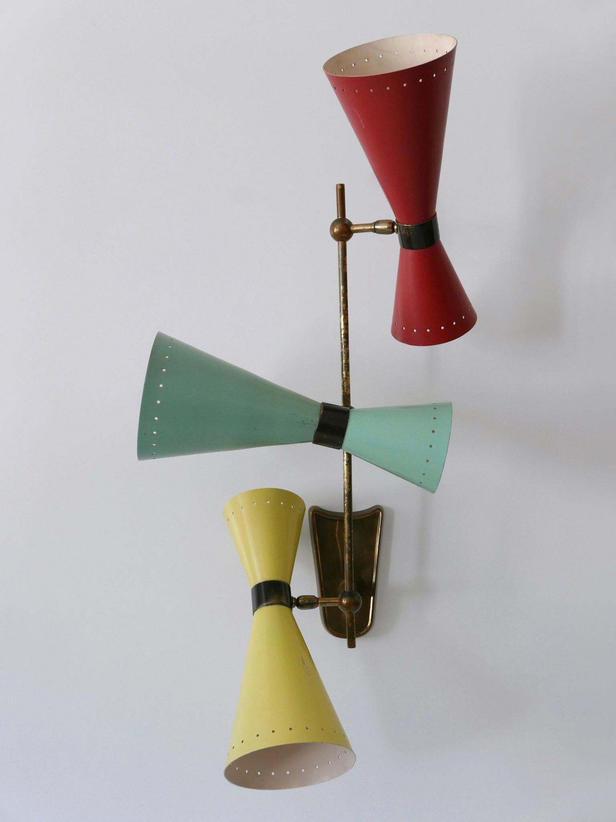 Exceptional Three Armed Diabolo Sconce Or Ceiling Fixture By Bag Turgi 1950s photo for sale