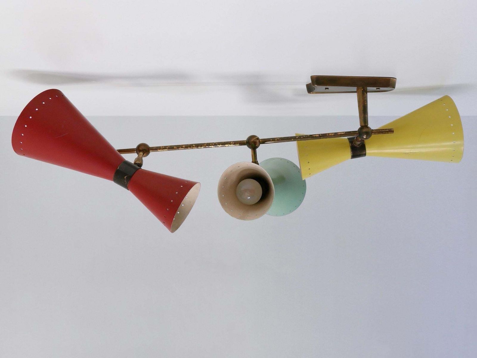 Exceptional Three Armed Diabolo Sconce Or Ceiling Fixture By Bag Turgi 1950s photo buy