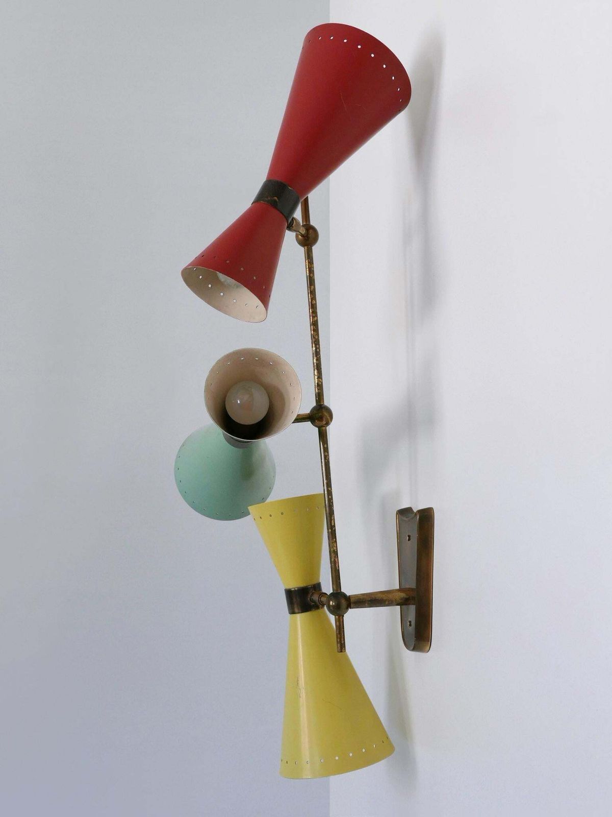 7524.0 Exceptional Three Armed Diabolo Sconce Or Ceiling Fixture By Bag Turgi 1950s photo