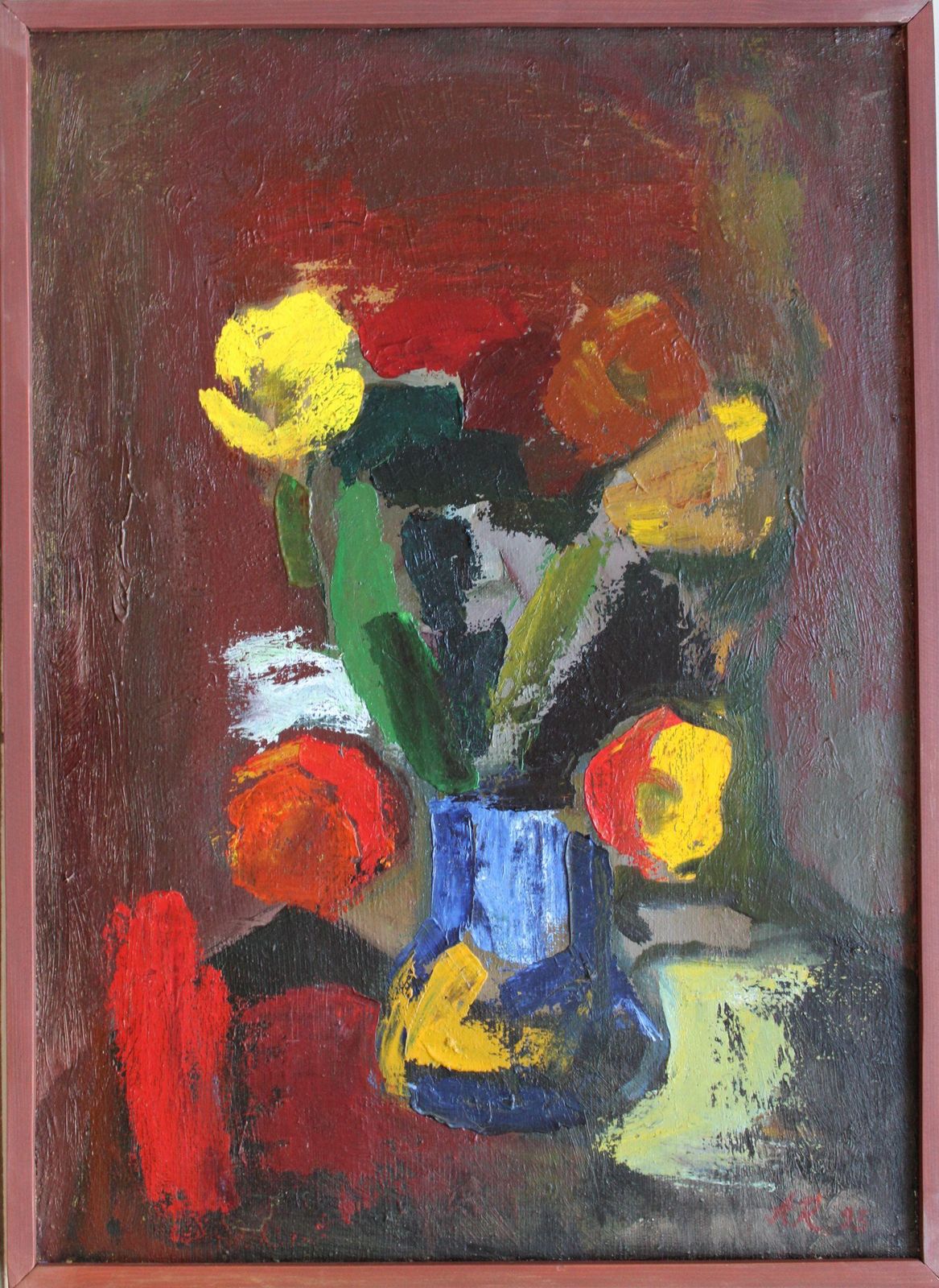 Aleksandr Rodin (1922 2001)tulips  Cardboard/Oil, 65x47 Cm, 19931993 photo furniture