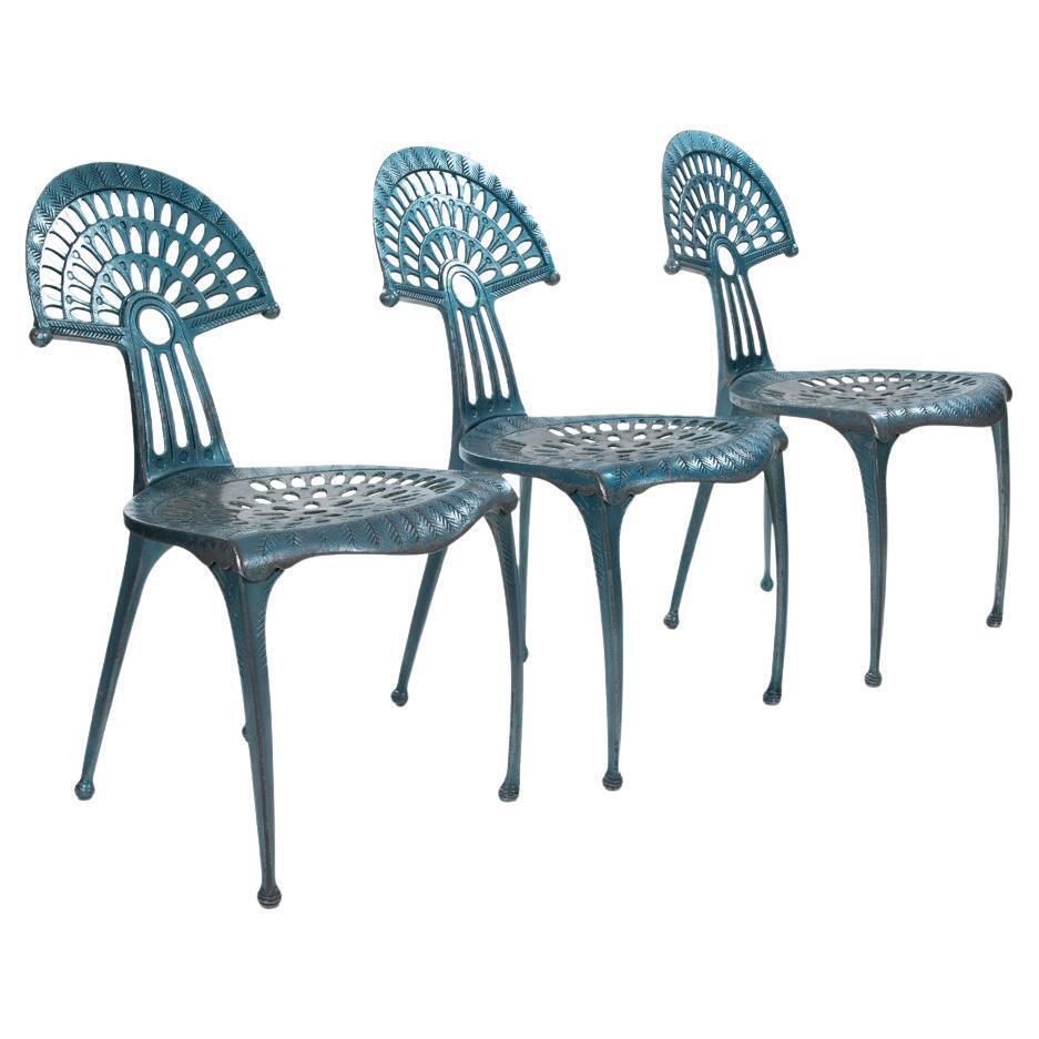 3 Spanish Turquise Aluminium Vintage Chairs By Oscar Tusquets Blanca 1980s photo for sale