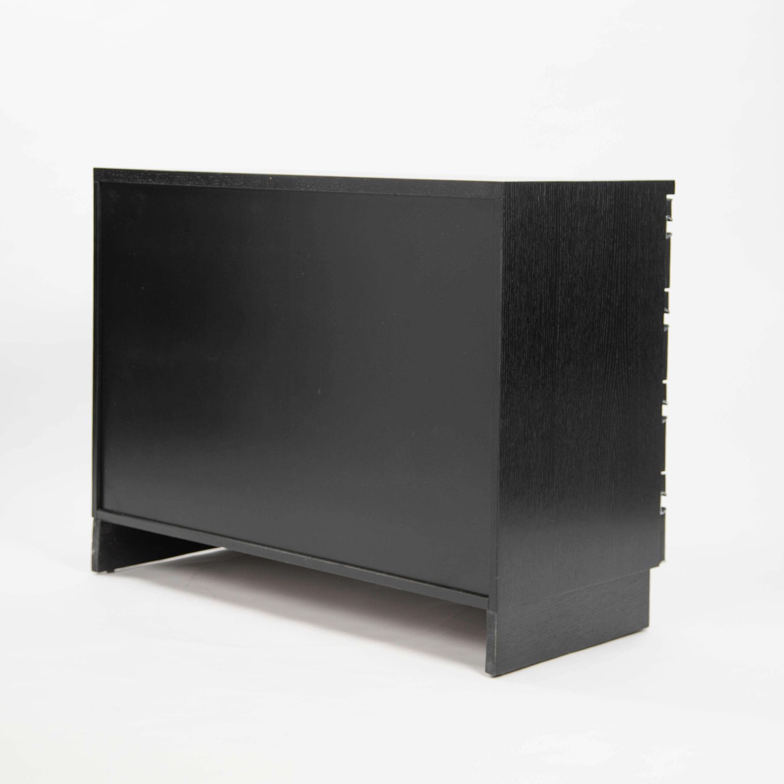 photo vinterior Italian Mid Century Black Oak Ceruse Drawer With Nickeled Handle Recesses 1960s