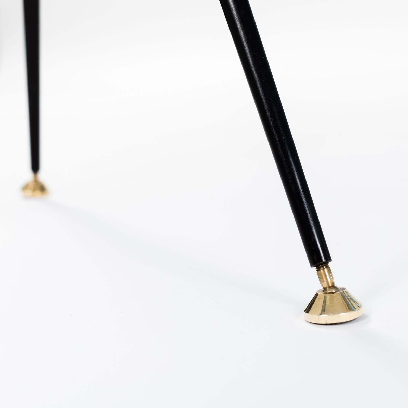 photo furniture Mid Century Italian Small Writing Desk Black Lacquer, Brass By Silvio Cavatorta