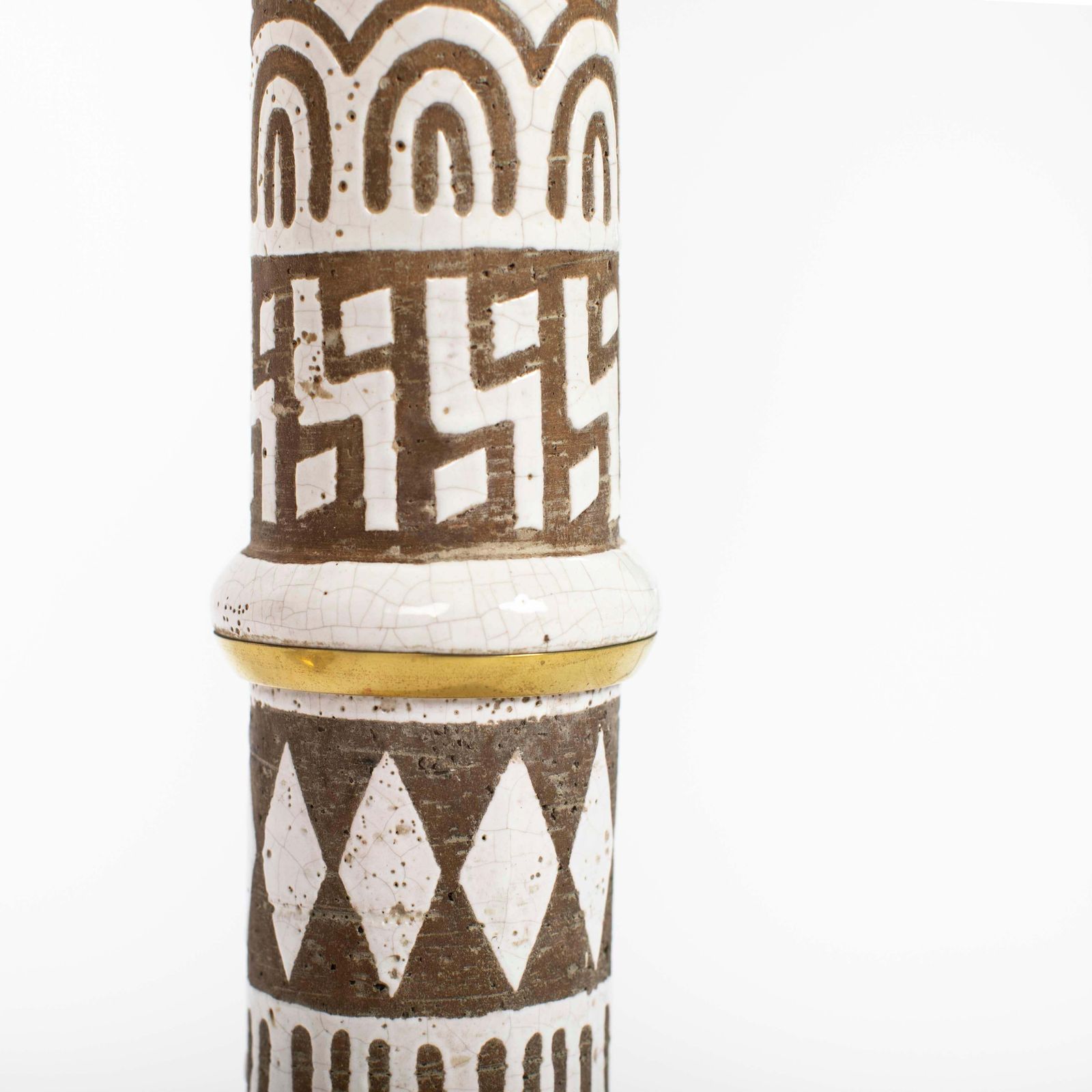 photo for sale Pair Of Mid Century Italian Ceramic Brass Table Lamps By Banci Firence, 1980s