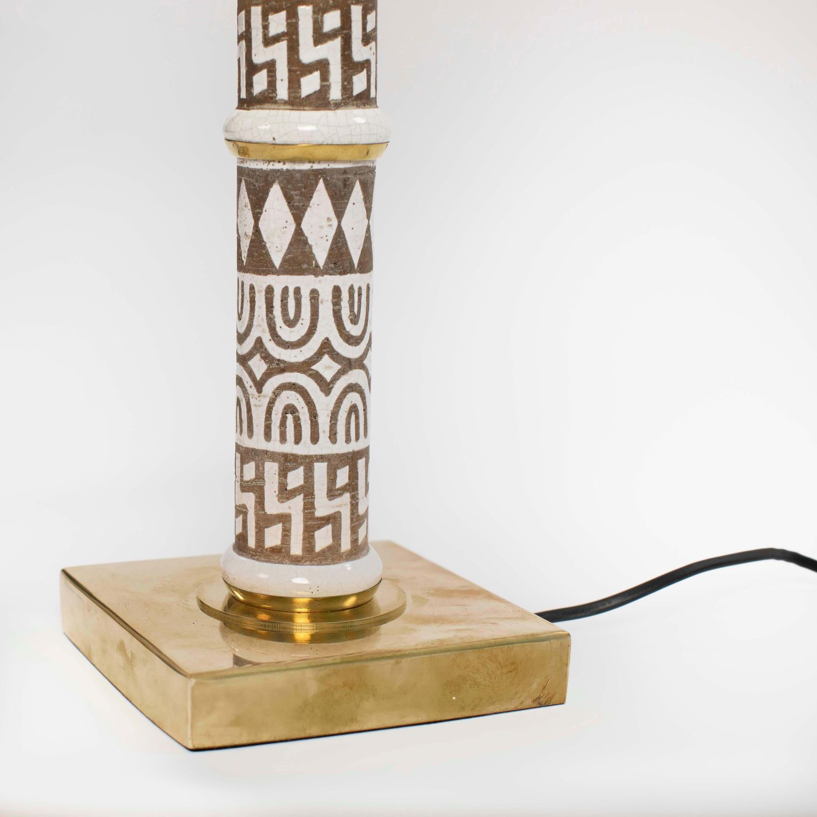 Lighting Pair Of Mid Century Italian Ceramic Brass Table Lamps By Banci Firence, 1980s photo