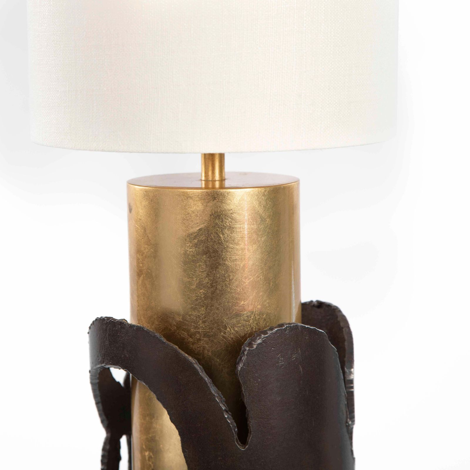 Italian Mid Century Cast Iron Floor Lamp In Gold Brown By Banci, Firenze 1980s photo for sale