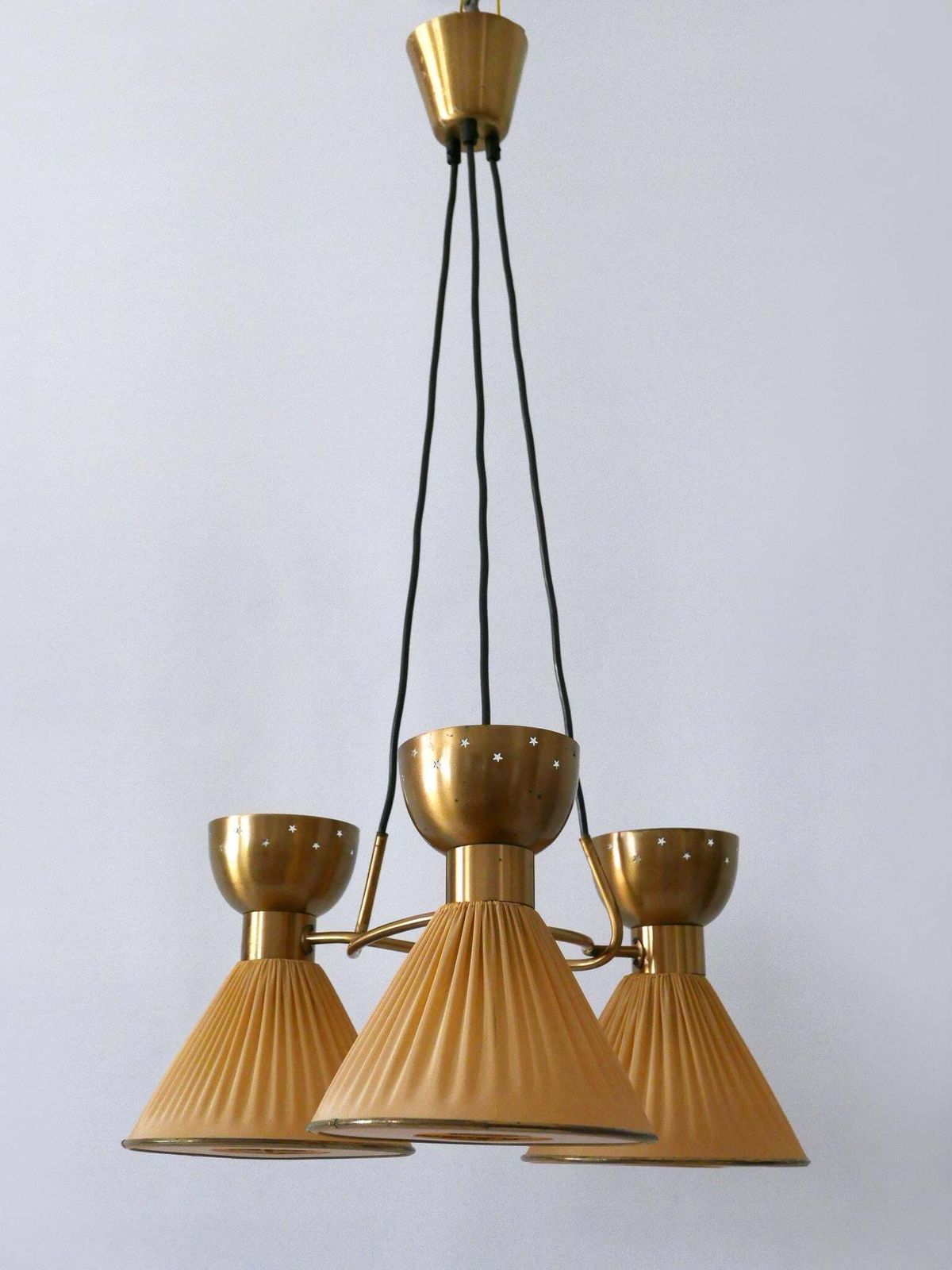 Exceptional 6 Flamed Mid Century Modern Pendant Lamp Or Chandelier Sweden 1950s photo for sale