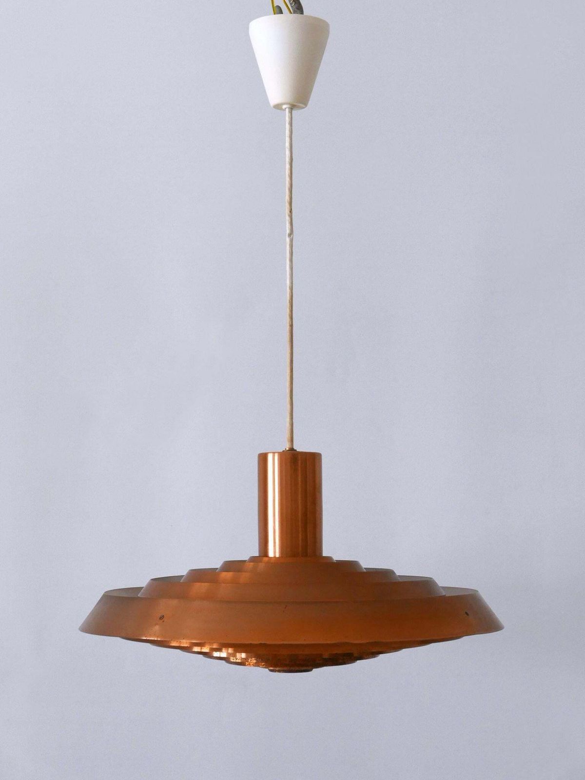 Rare Copper Plate Pendant Lamp By Poul Henningsen For Louis Poulsen Denmark 1958 photo for sale