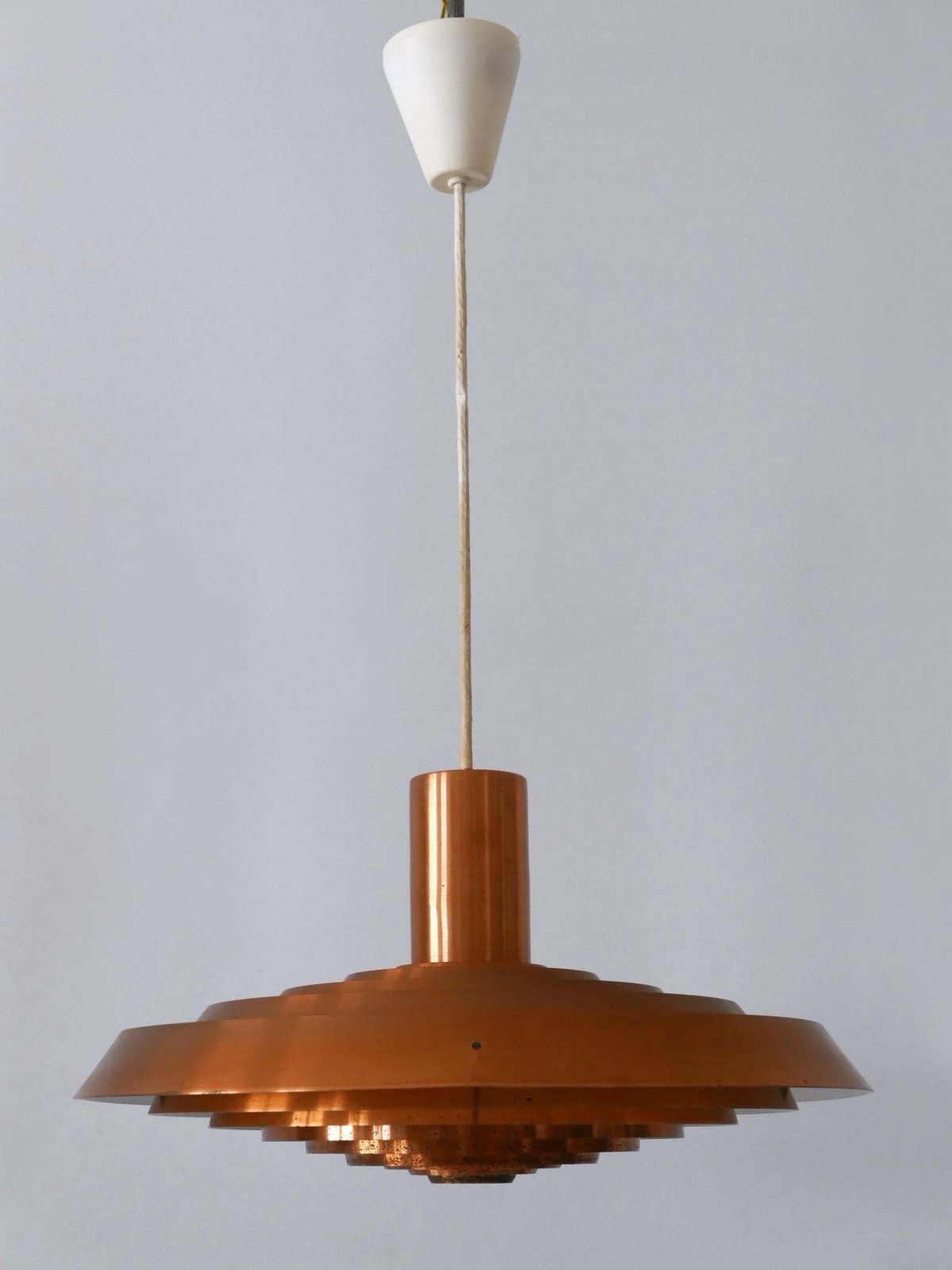 Rare Copper Plate Pendant Lamp By Poul Henningsen For Louis Poulsen Denmark 1958 photo Lighting