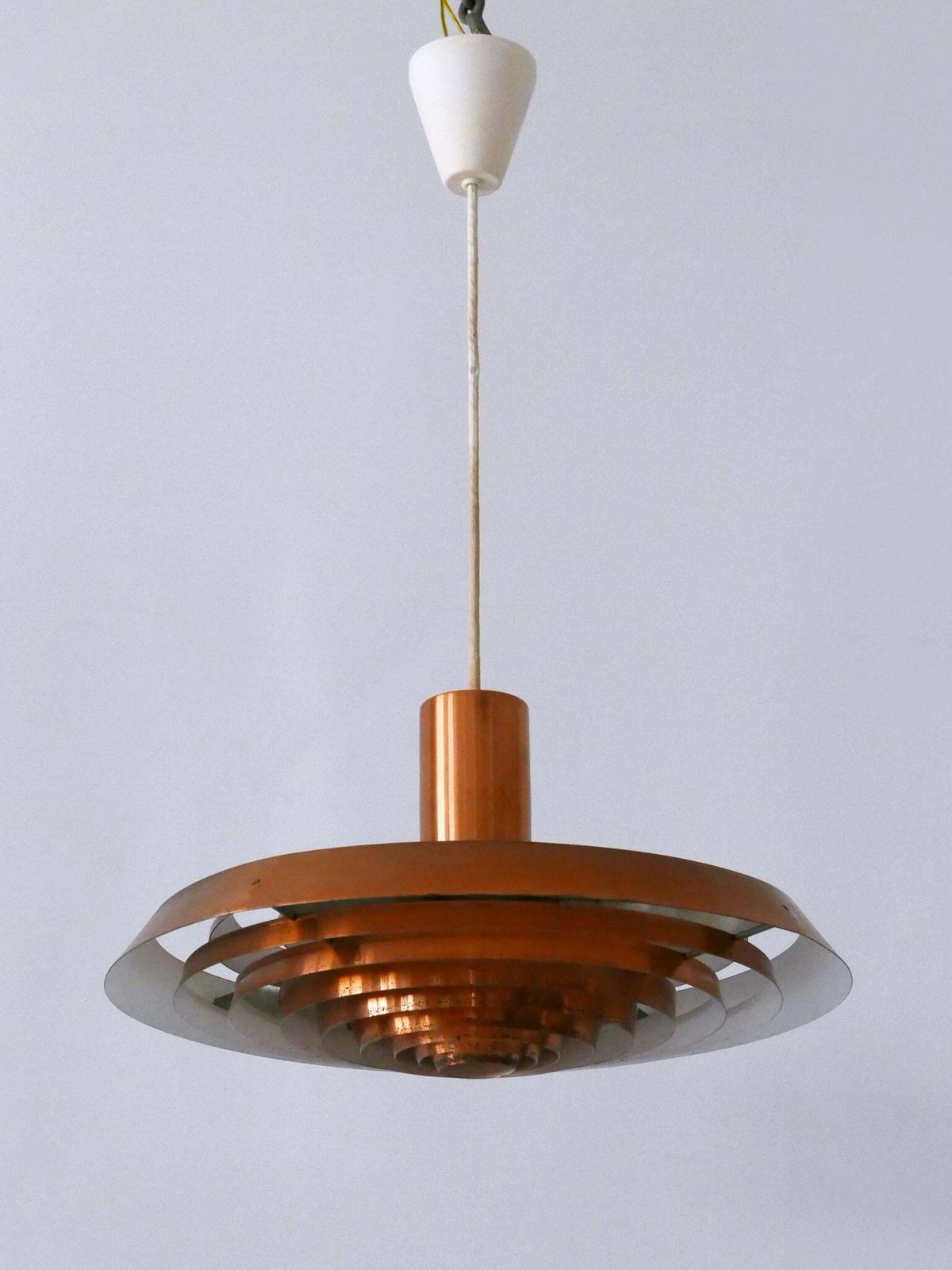photo furniture Rare Copper Plate Pendant Lamp By Poul Henningsen For Louis Poulsen Denmark 1958