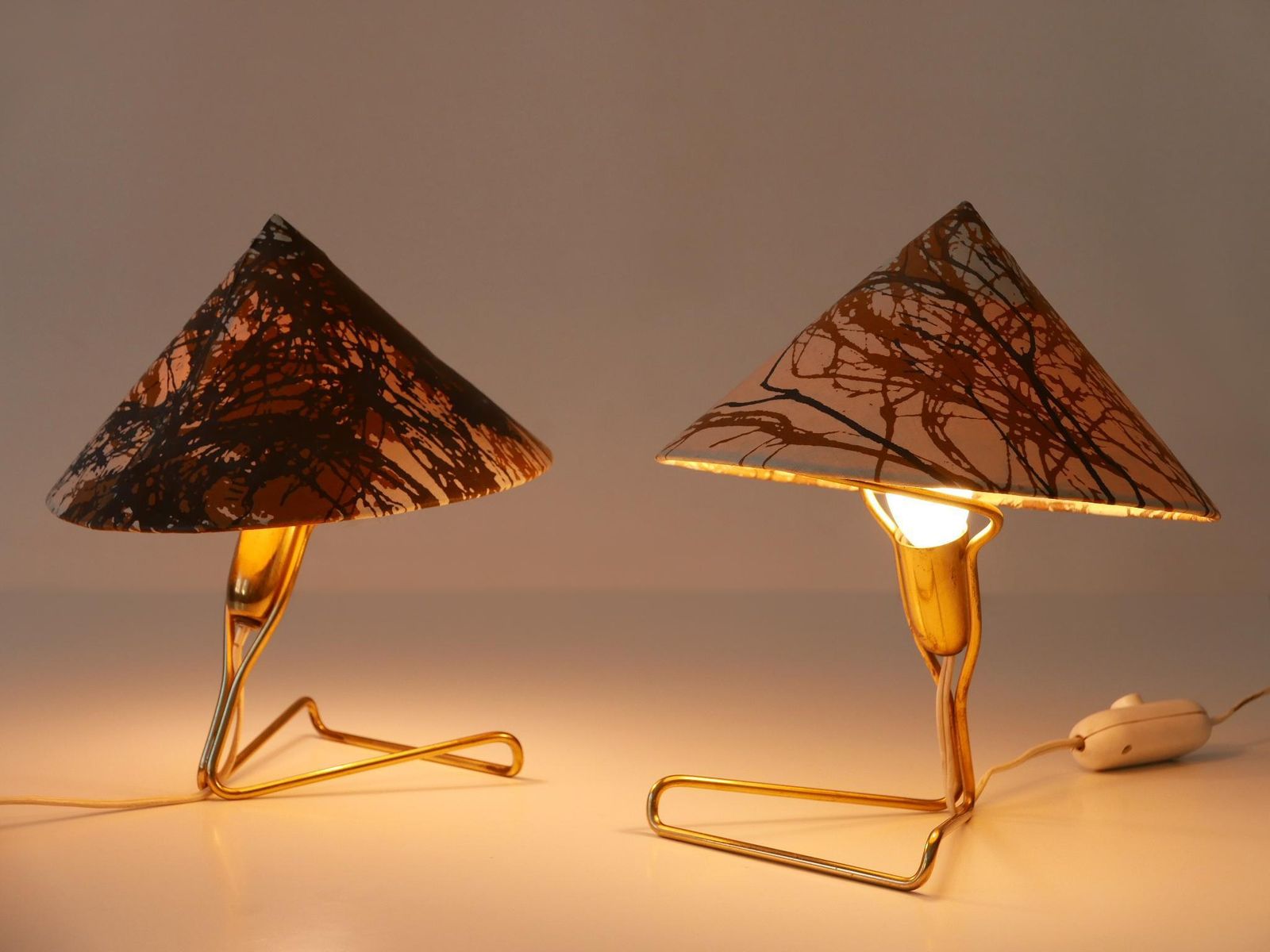 Set Of Two Rare Eel Table Lamps Or Wall Lights By Rupert Nikoll, Austria, 1952 photo vinterior